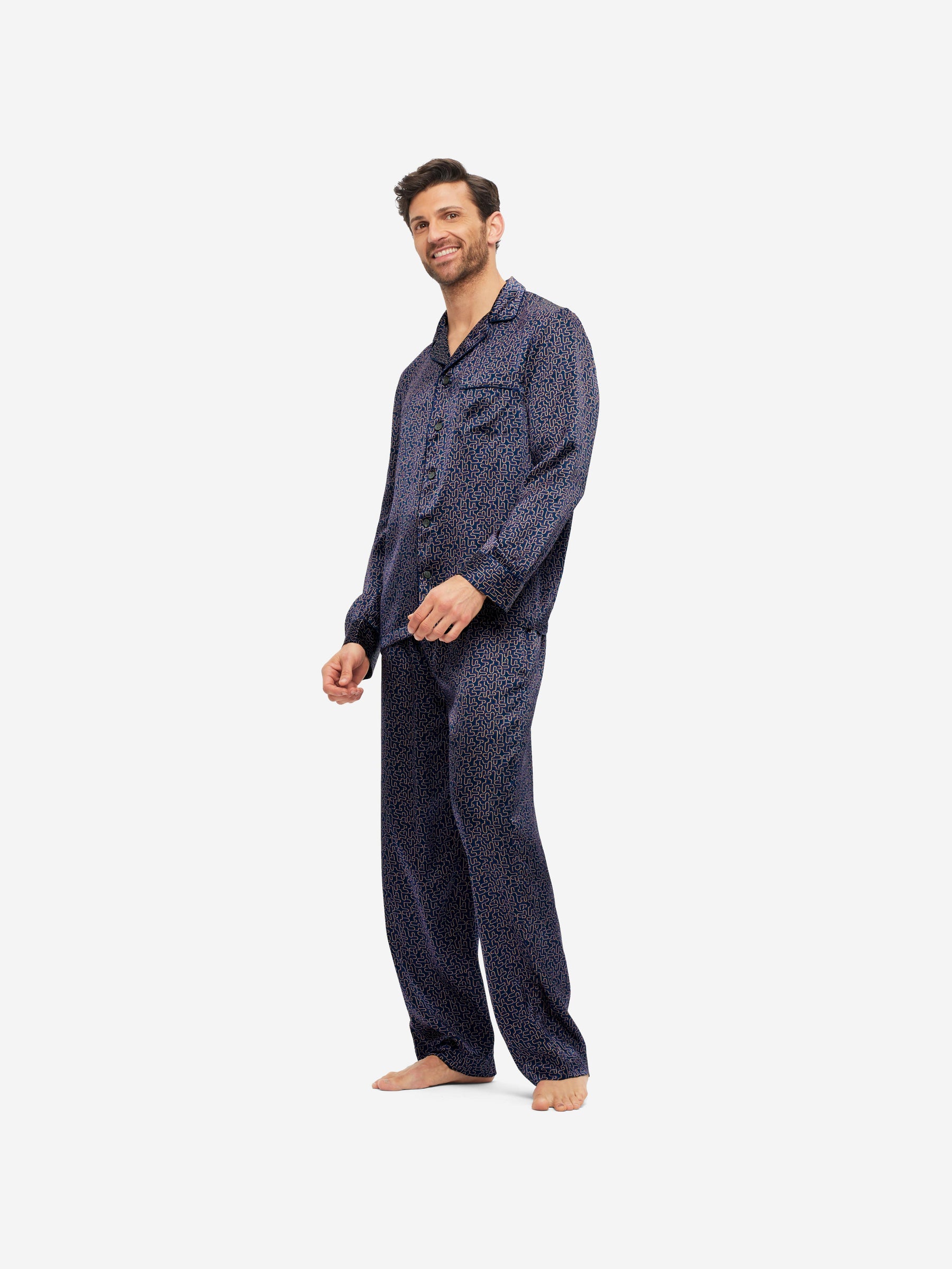 Men's Pyjamas Brindisi 80 Silk Satin Navy