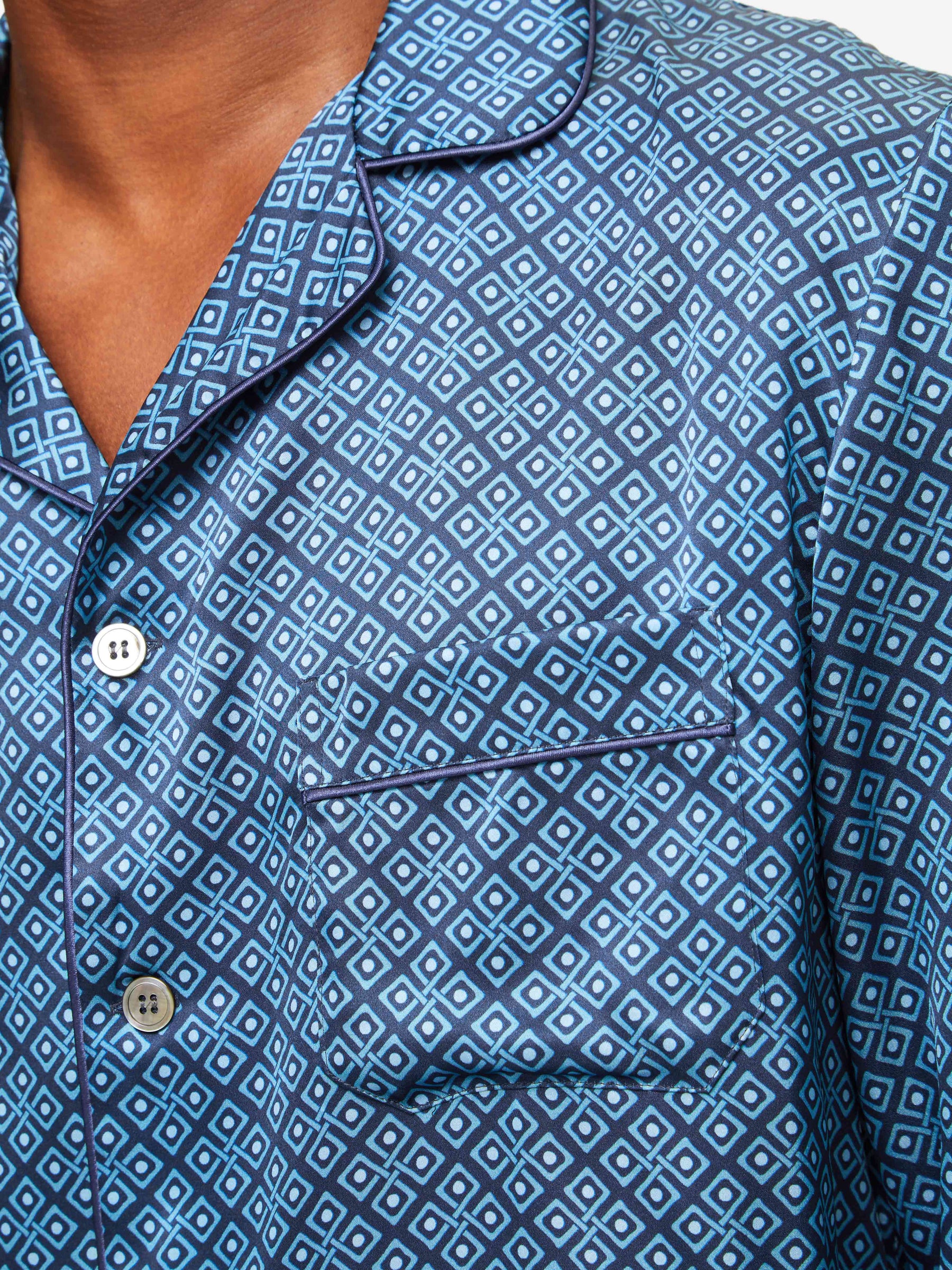 Men's Pyjamas Brindisi 89 Silk Satin Navy