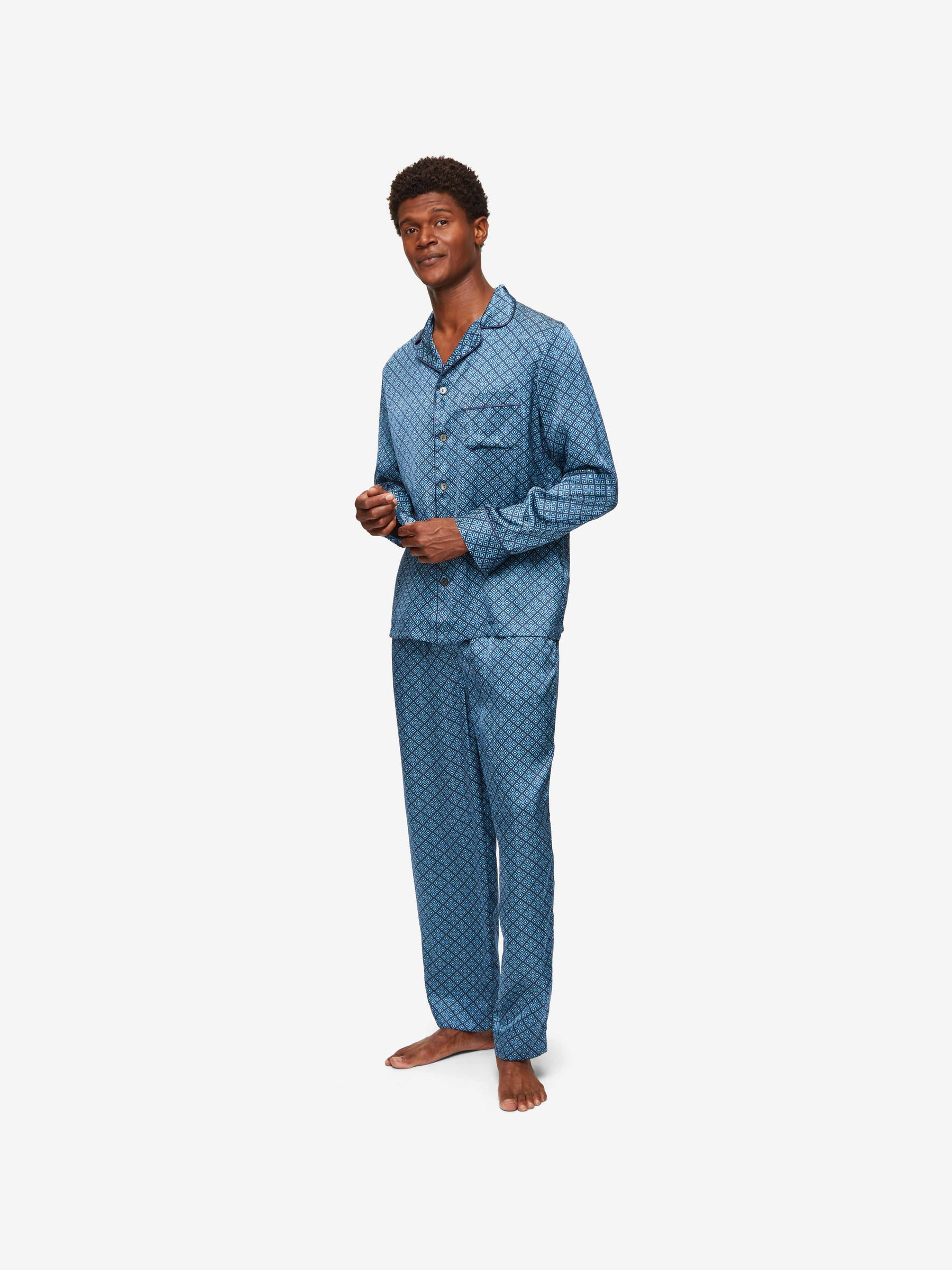 Men's Pyjamas Brindisi 89 Silk Satin Navy