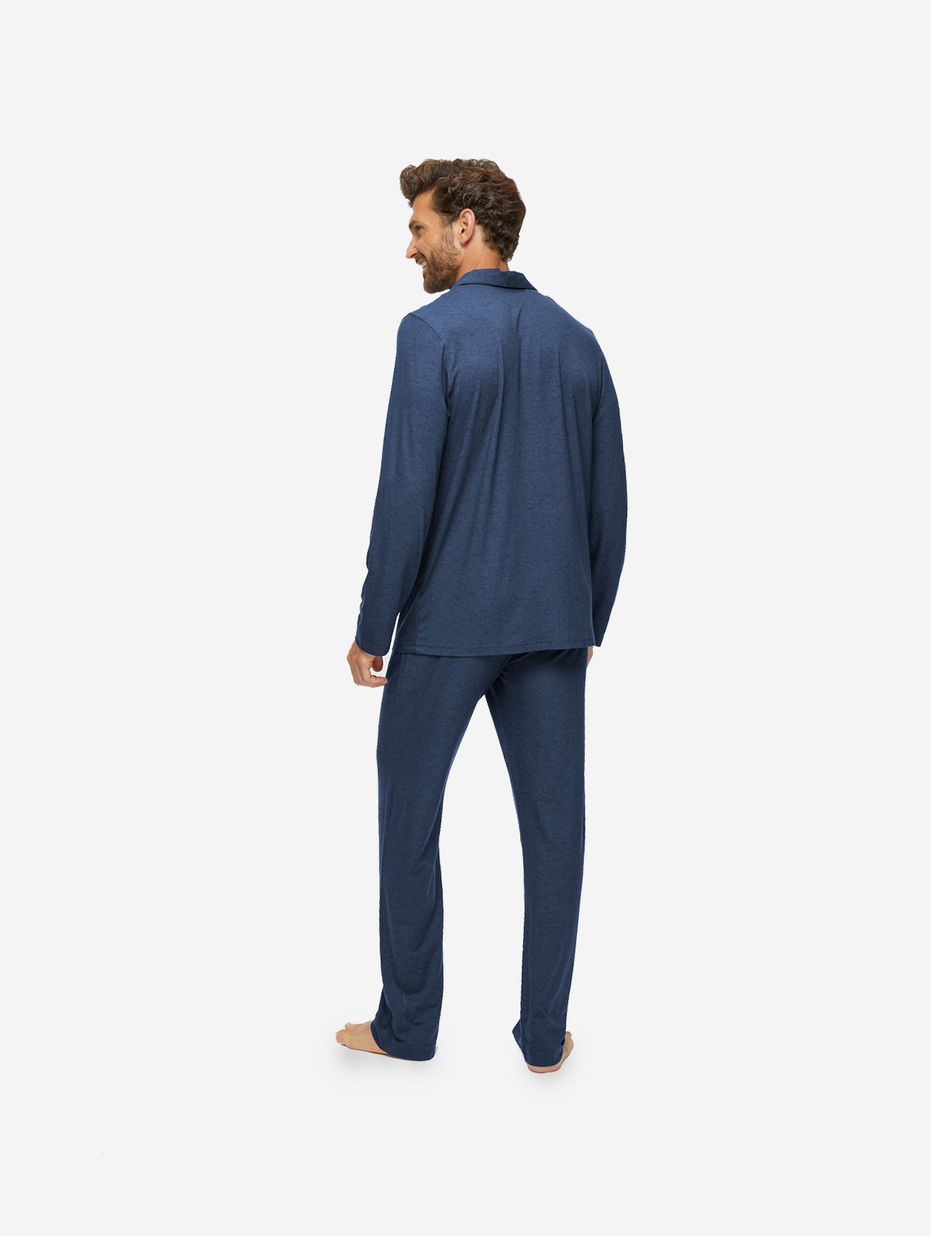 Men's Pyjamas London 9 Bird Print Micro Modal Navy