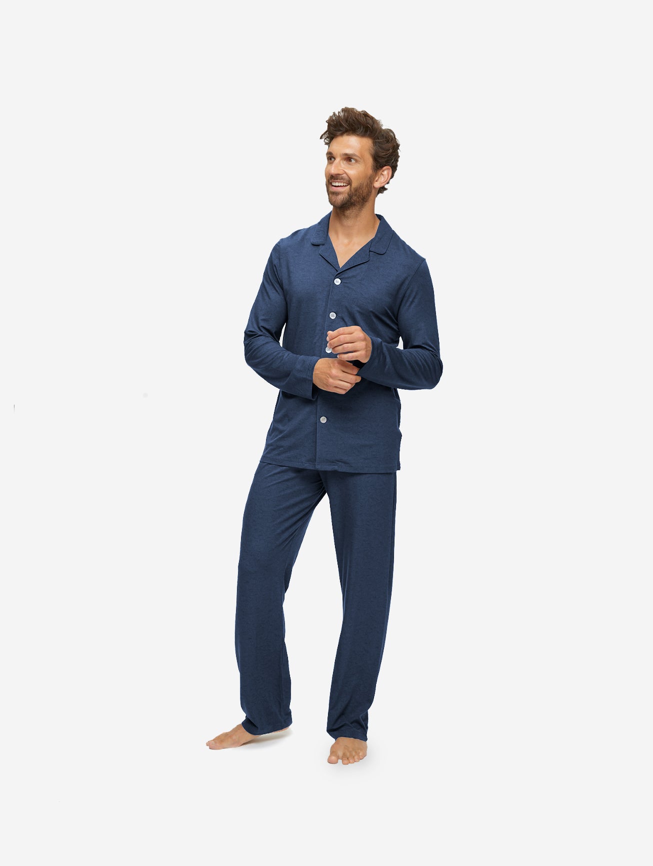 Men's Pyjamas London 9 Bird Print Micro Modal Navy