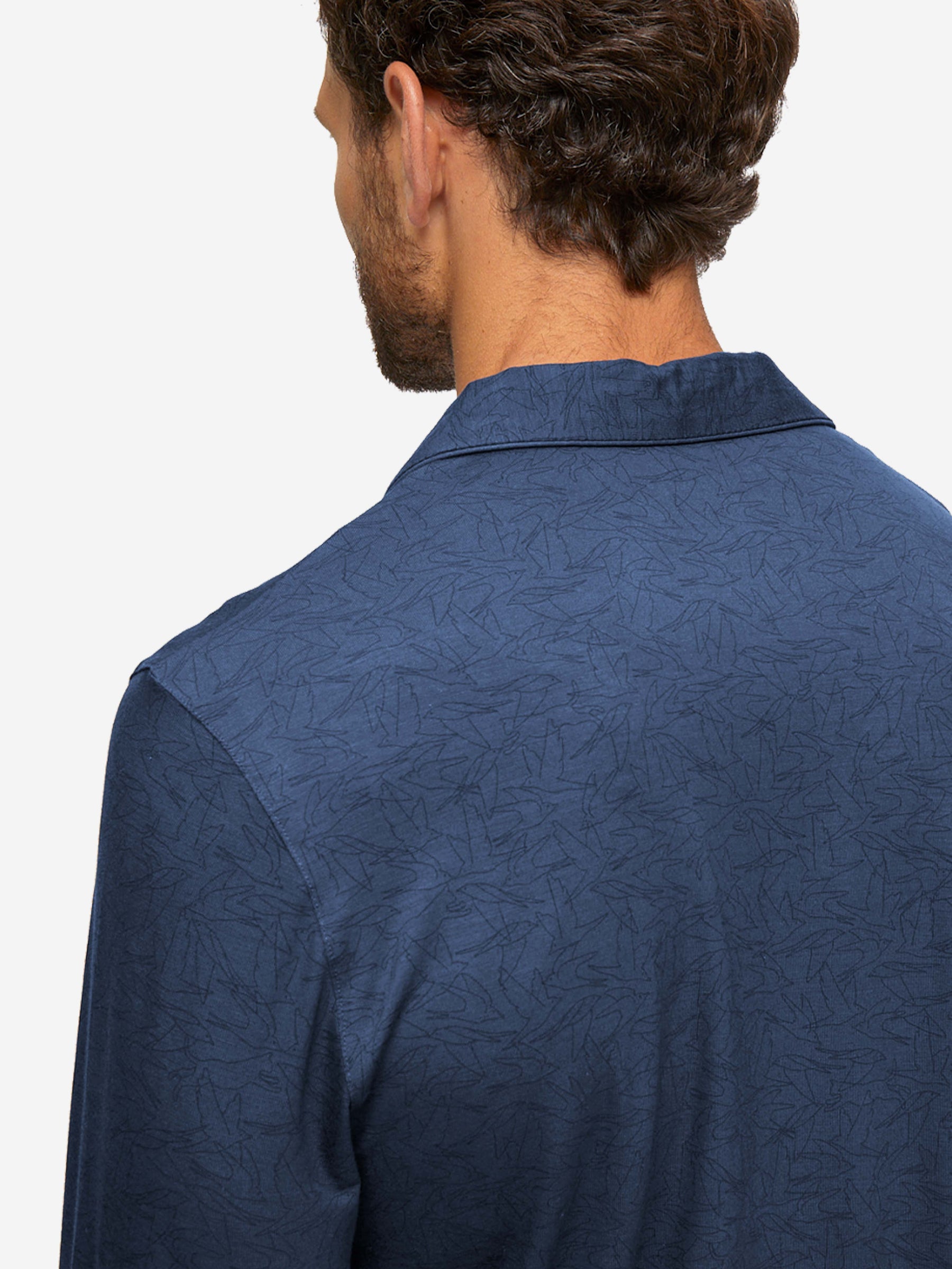 Men's Pyjamas London 9 Bird Print Micro Modal Navy