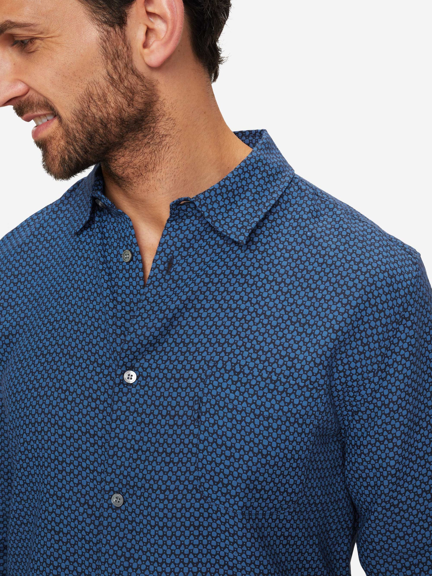 Men's Shirt Milan 16 Linen Navy