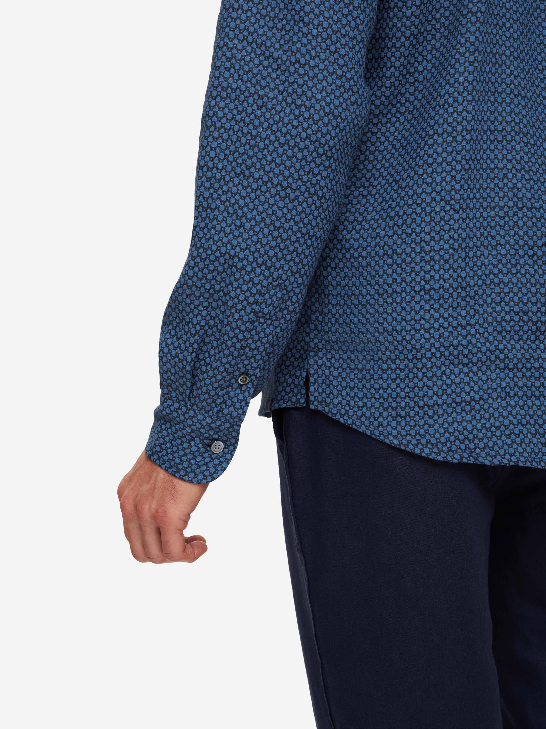 Men's Shirt Milan 16 Linen Navy