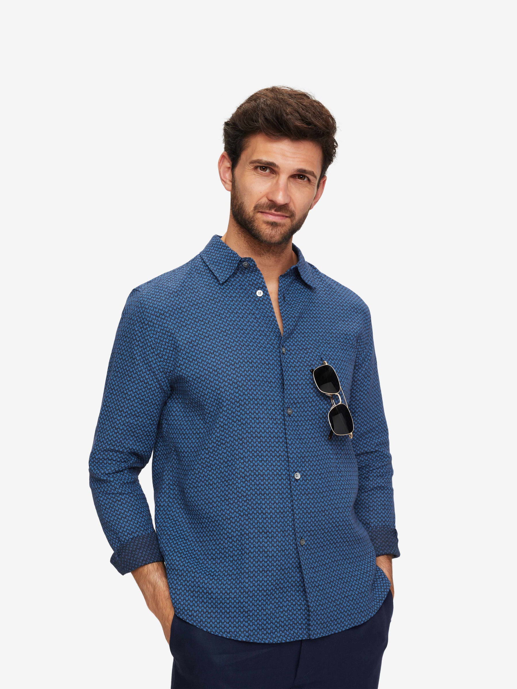 Men's Shirt Milan 16 Linen Navy