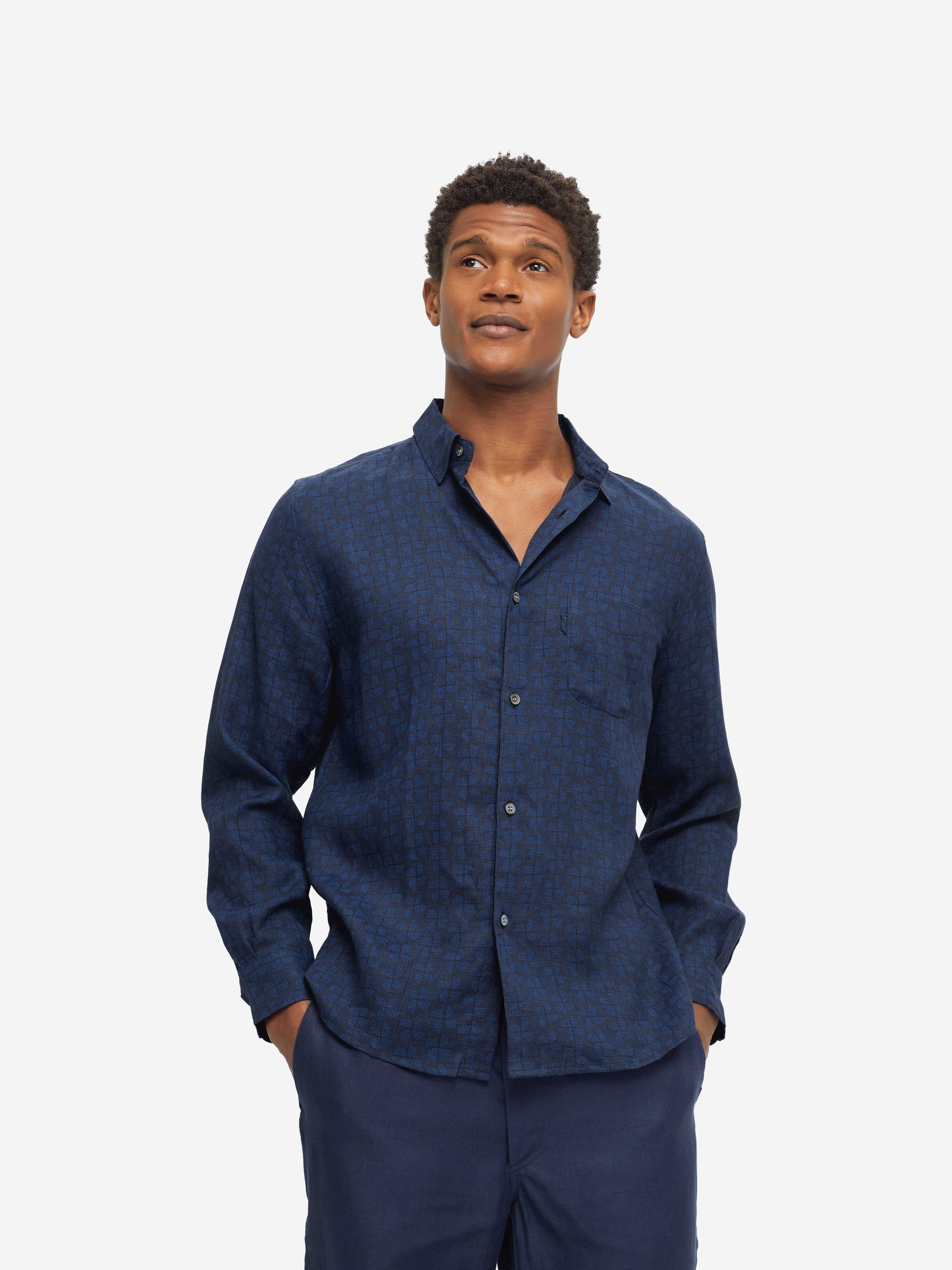 Men's Shirt Milan 17 Linen Navy
