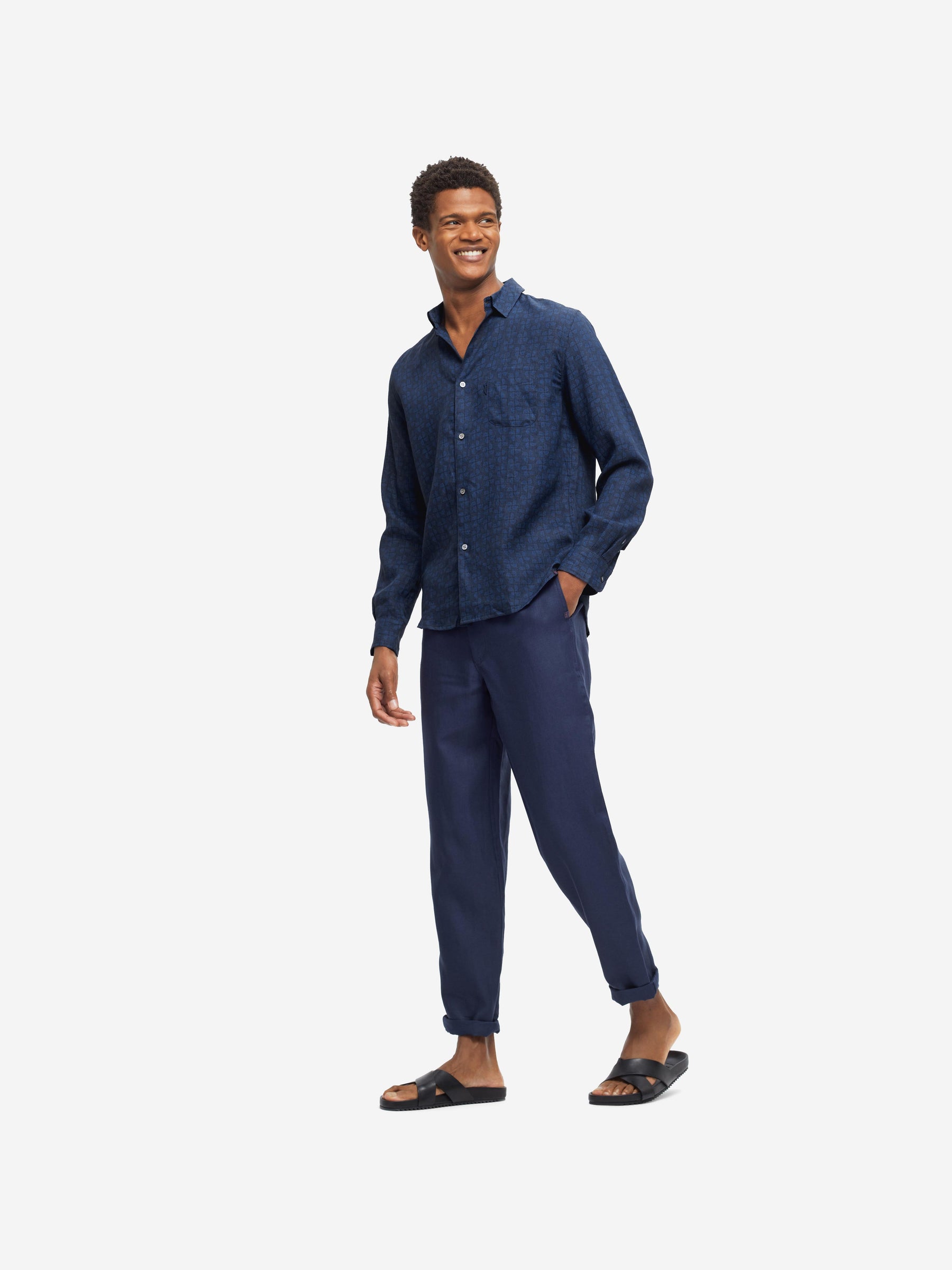Men's Shirt Milan 17 Linen Navy
