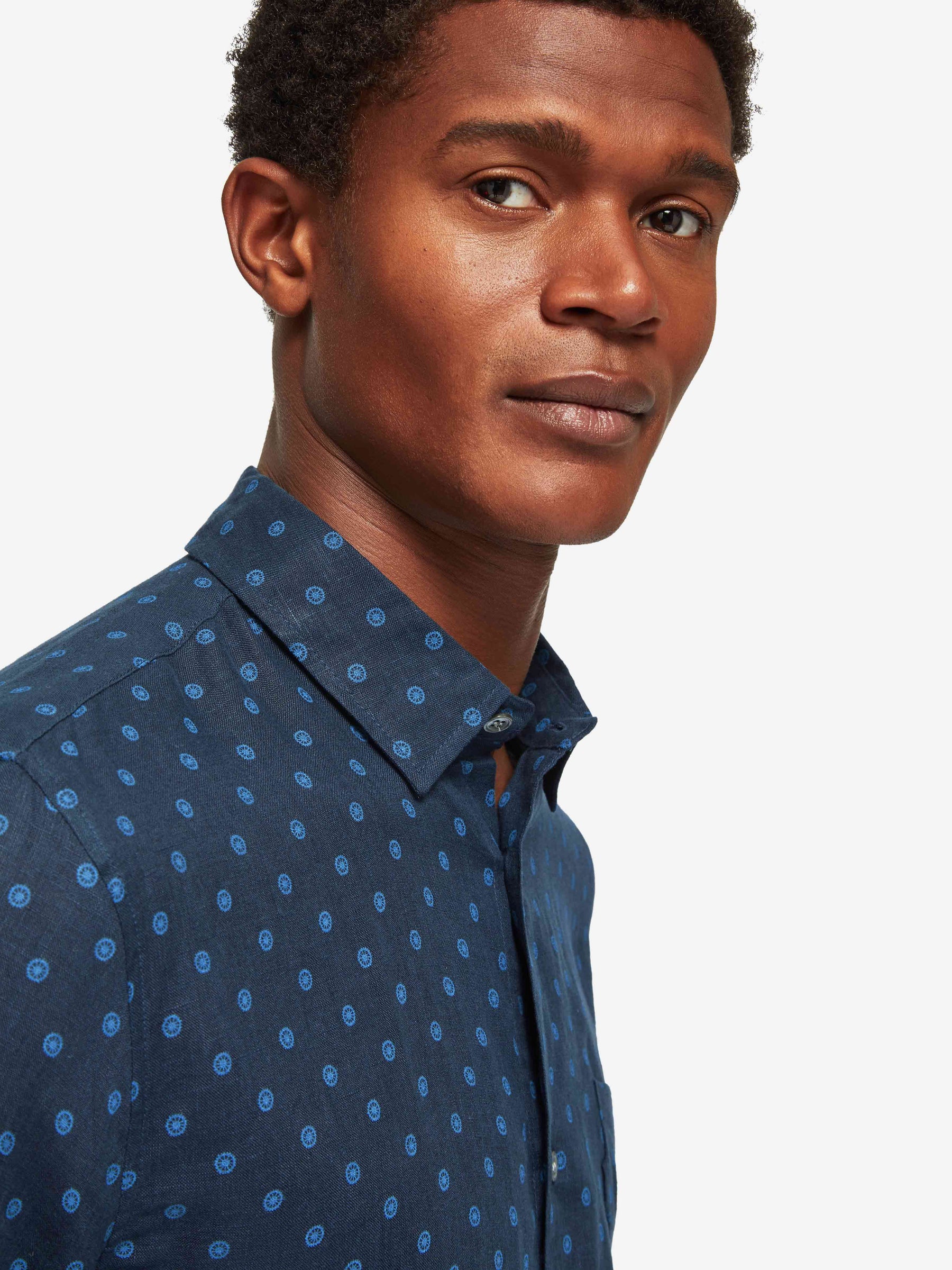 Men's Shirt Milan 19 Linen Navy