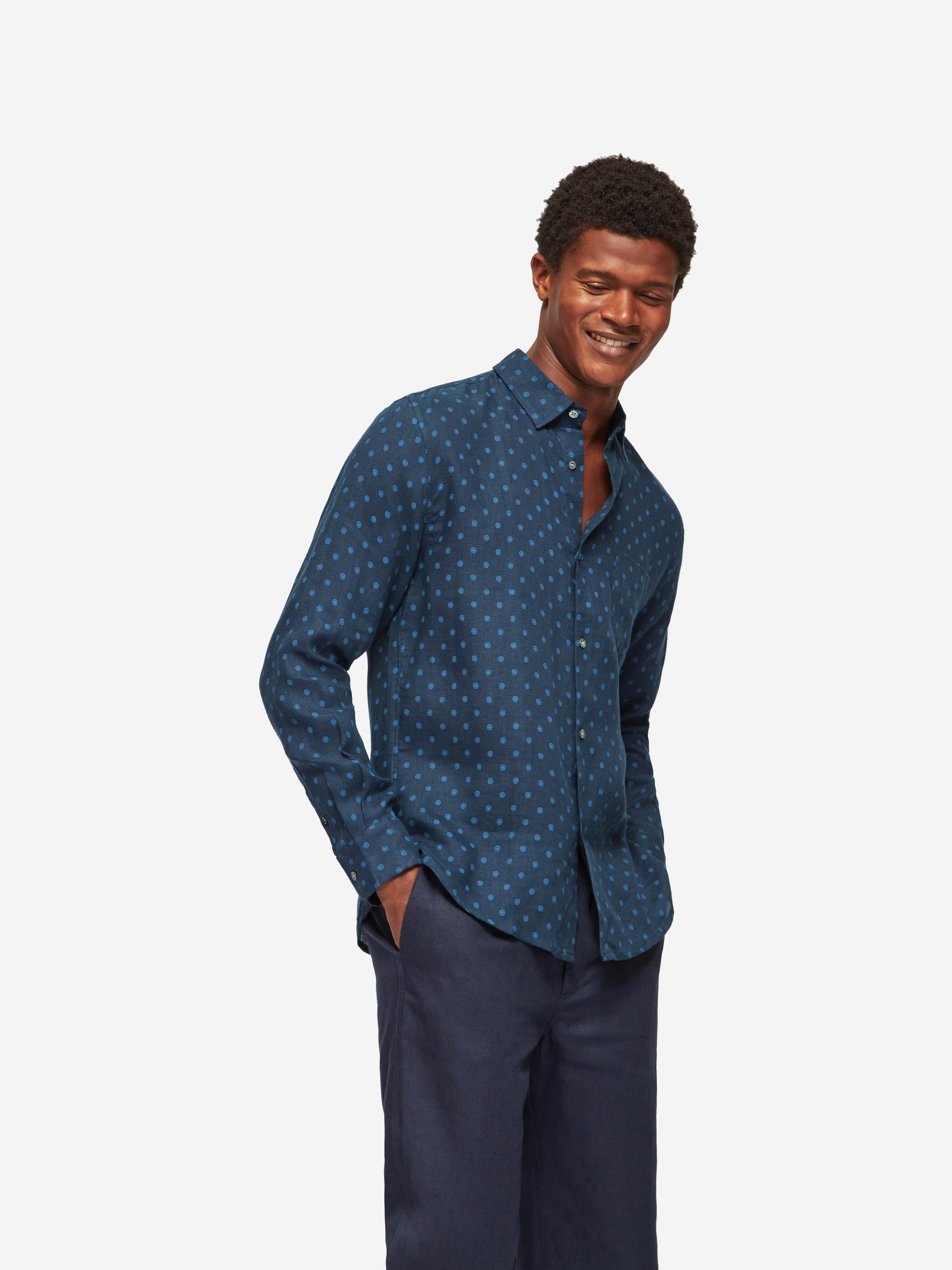 Men's Shirt Milan 19 Linen Navy