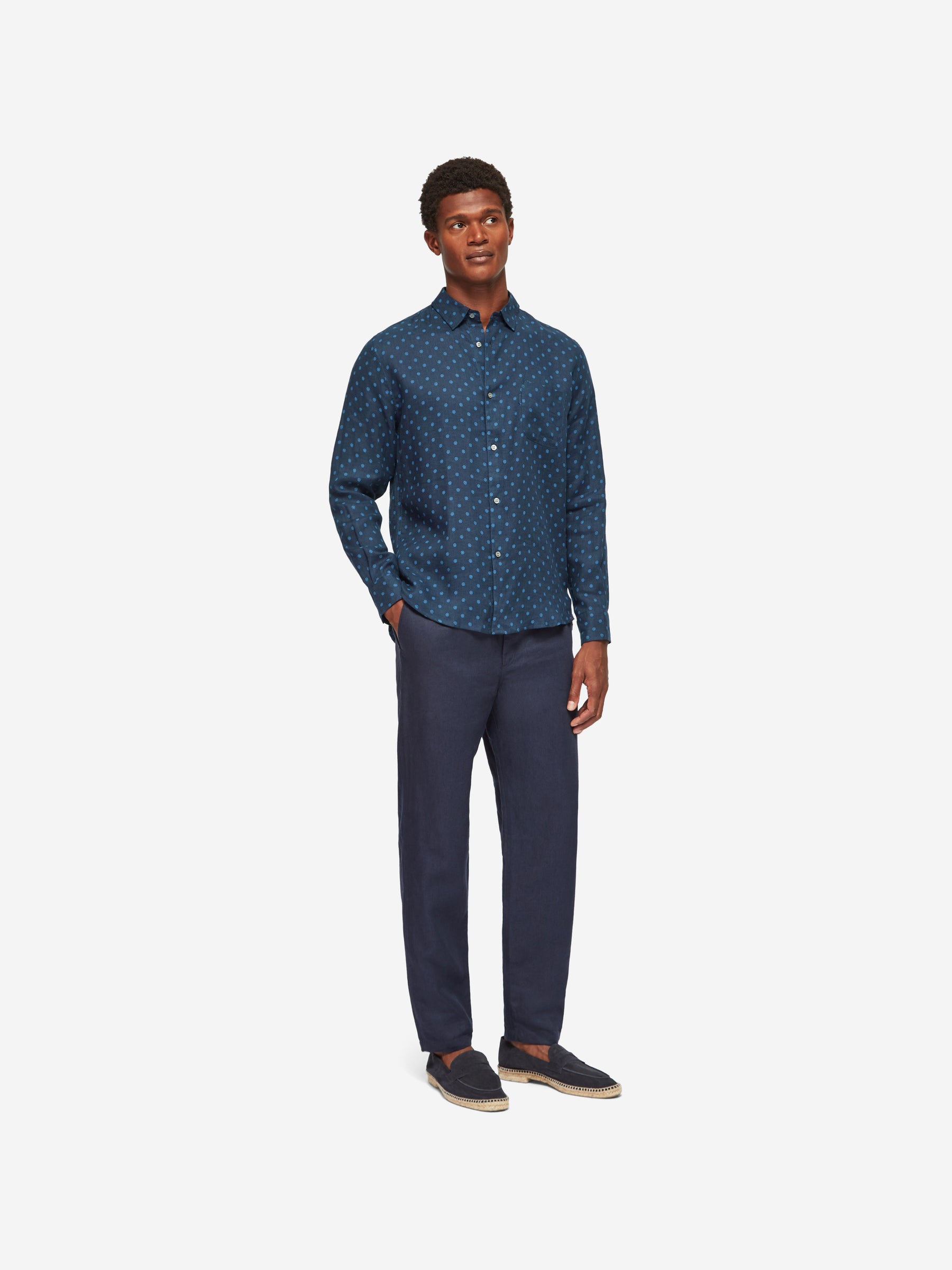 Men's Shirt Milan 19 Linen Navy