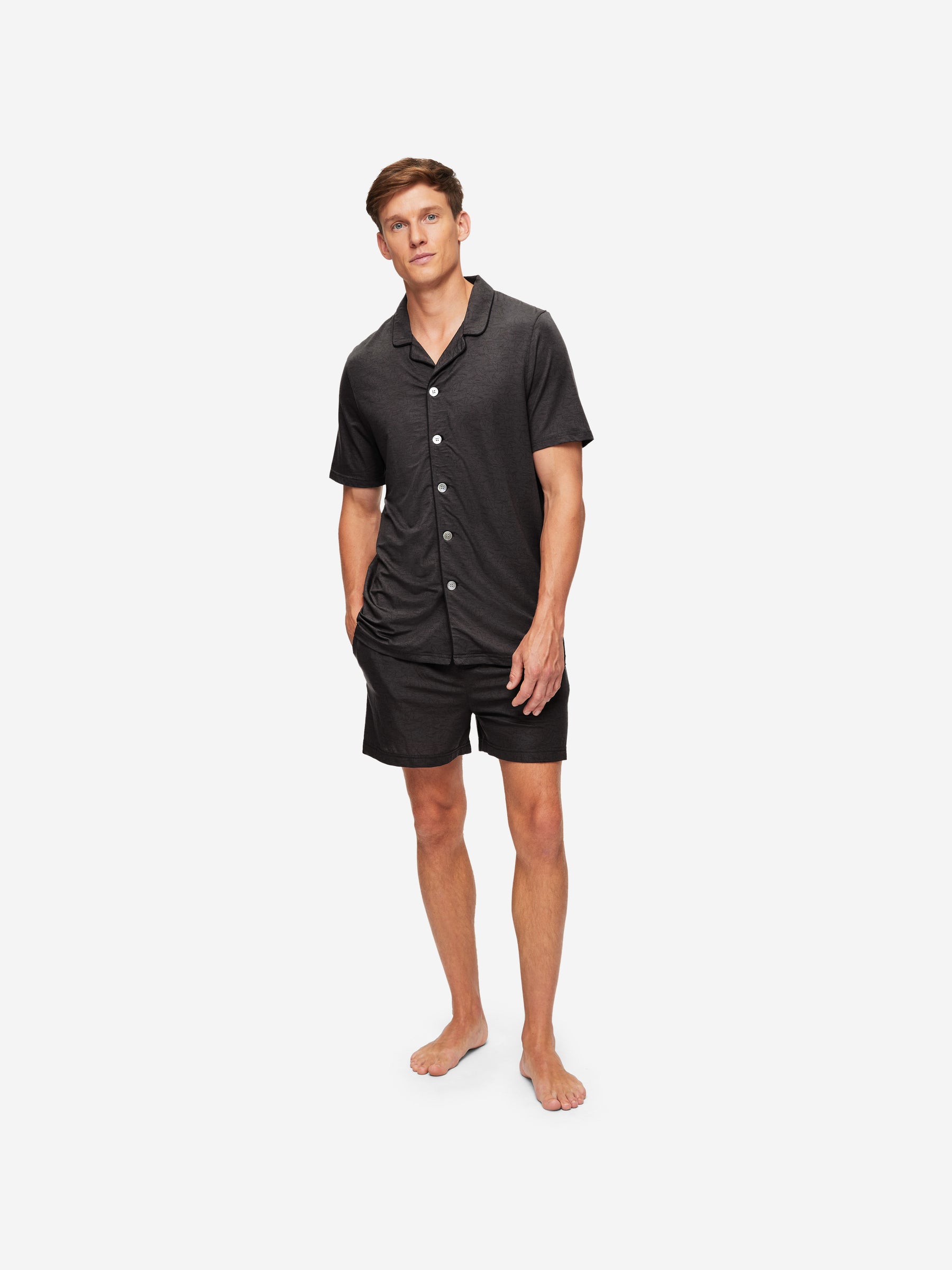 Men's Short Pyjamas London 9 Bird Print Micro Modal Black