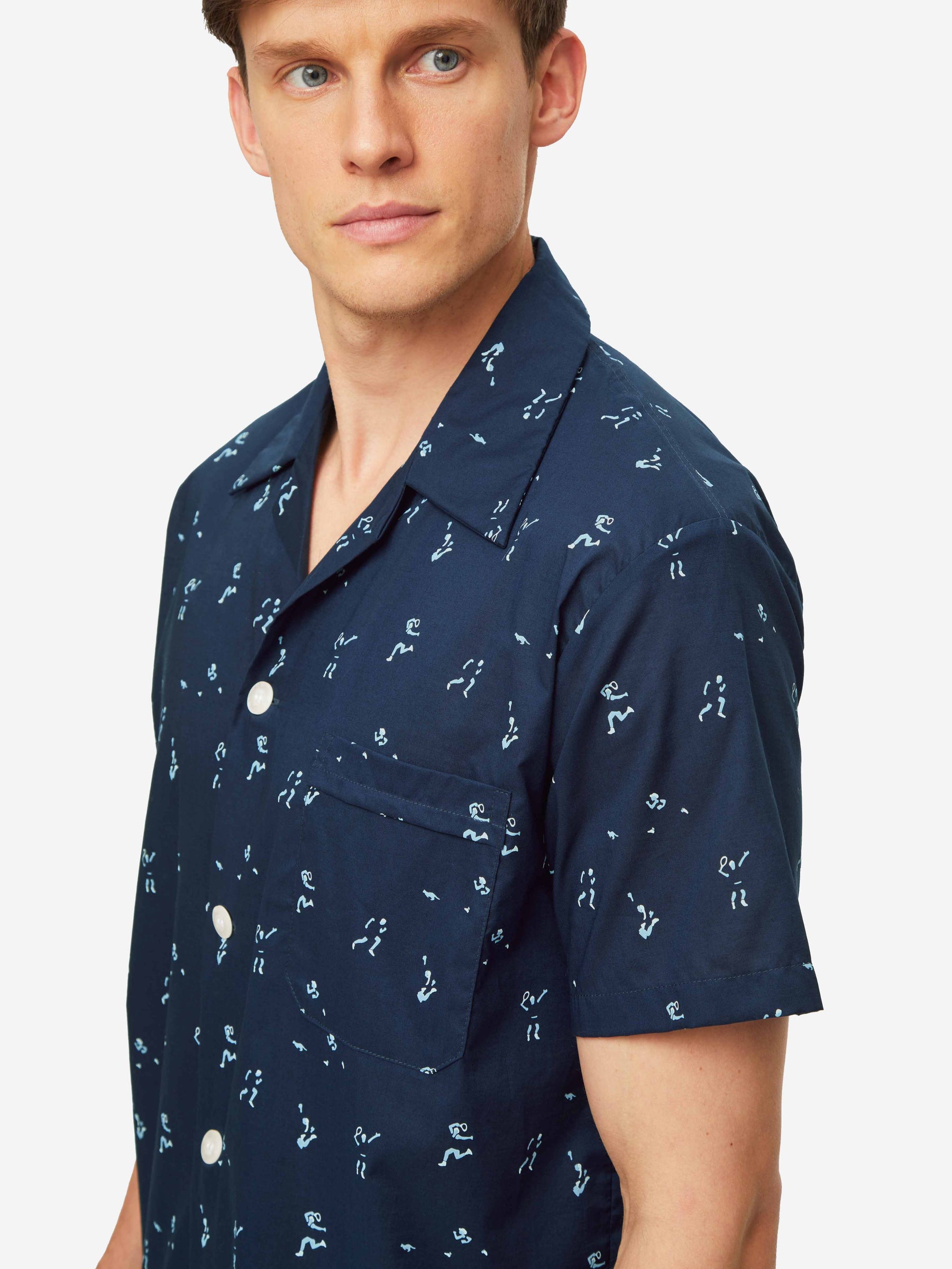 Men's Short Pyjamas Nelson 91 Cotton Batiste Navy