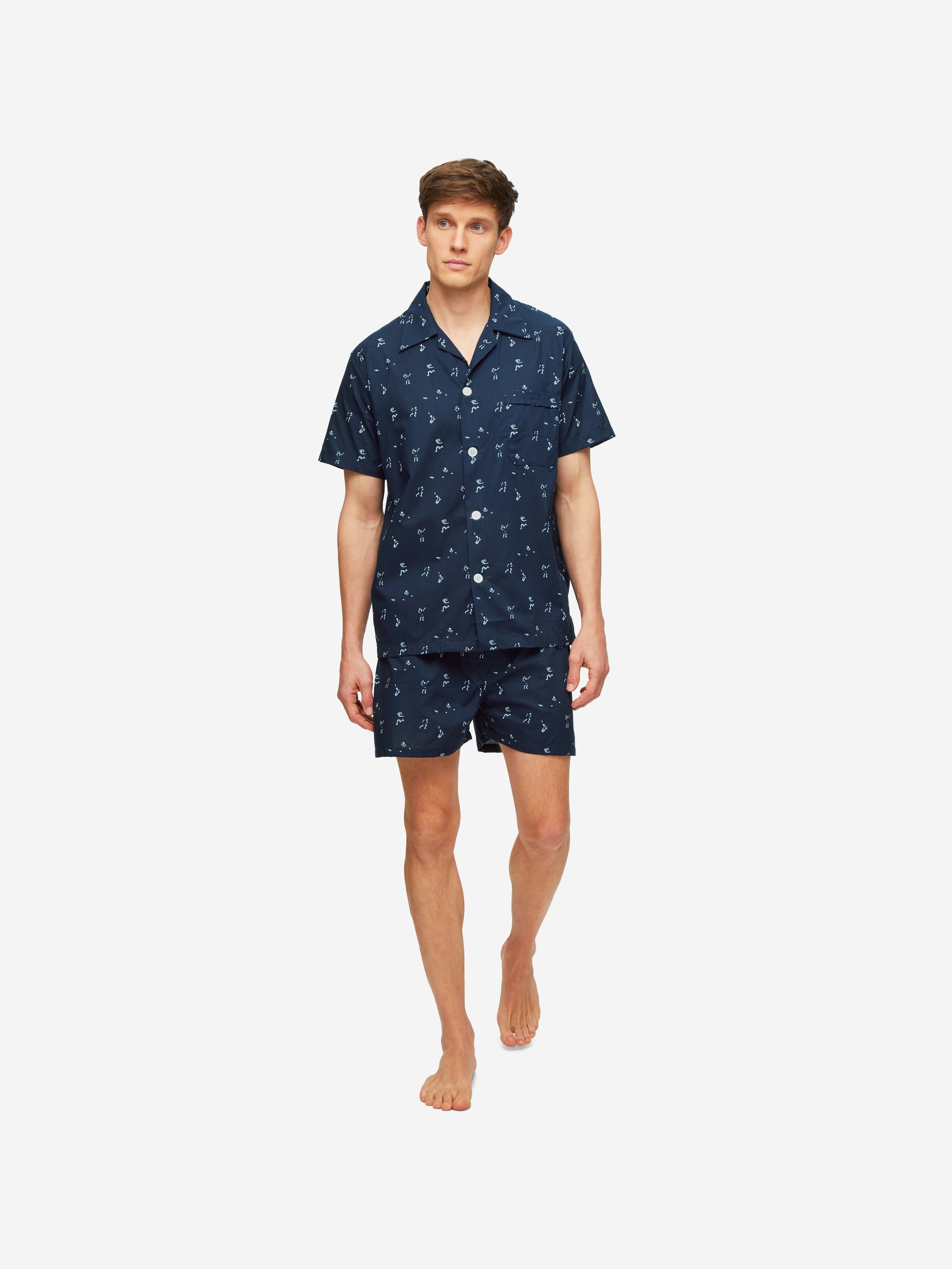 Men's Short Pyjamas Nelson 91 Cotton Batiste Navy
