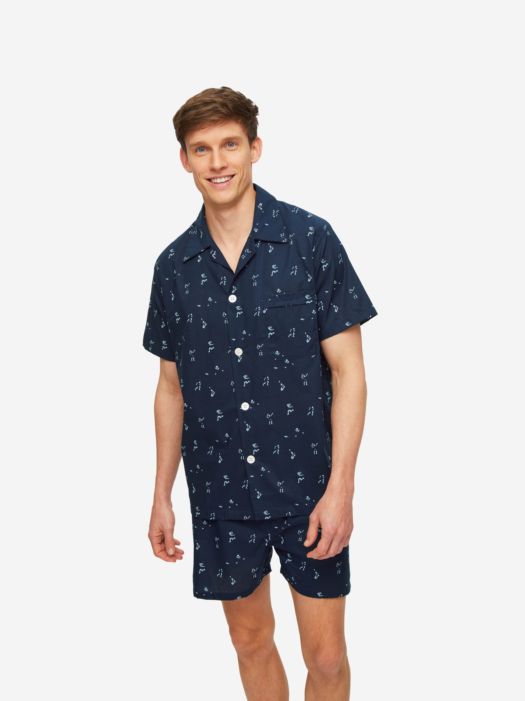 Men's Short Pyjamas Nelson 91 Cotton Batiste Navy