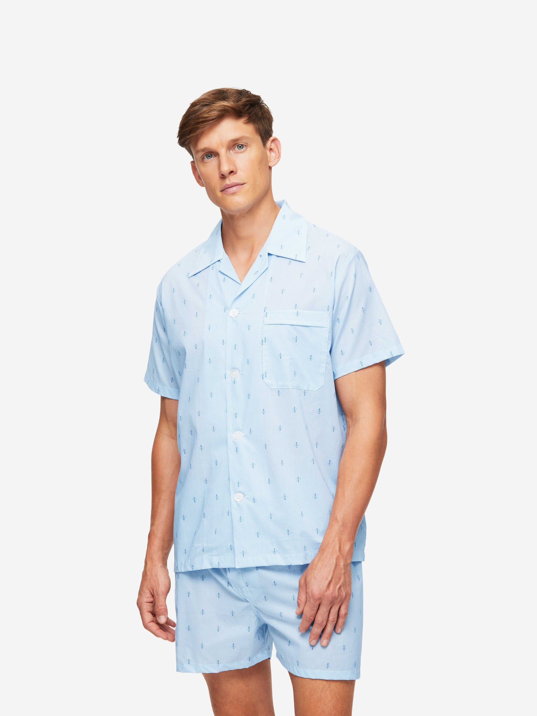 Men's Short Pyjamas Nelson 94 Cotton Batiste Blue