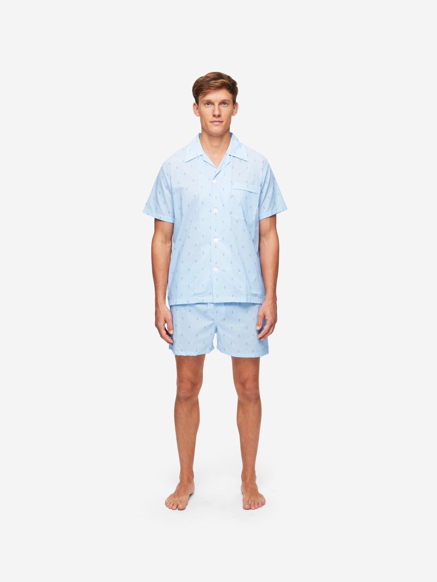 Men's Short Pyjamas Nelson 94 Cotton Batiste Blue