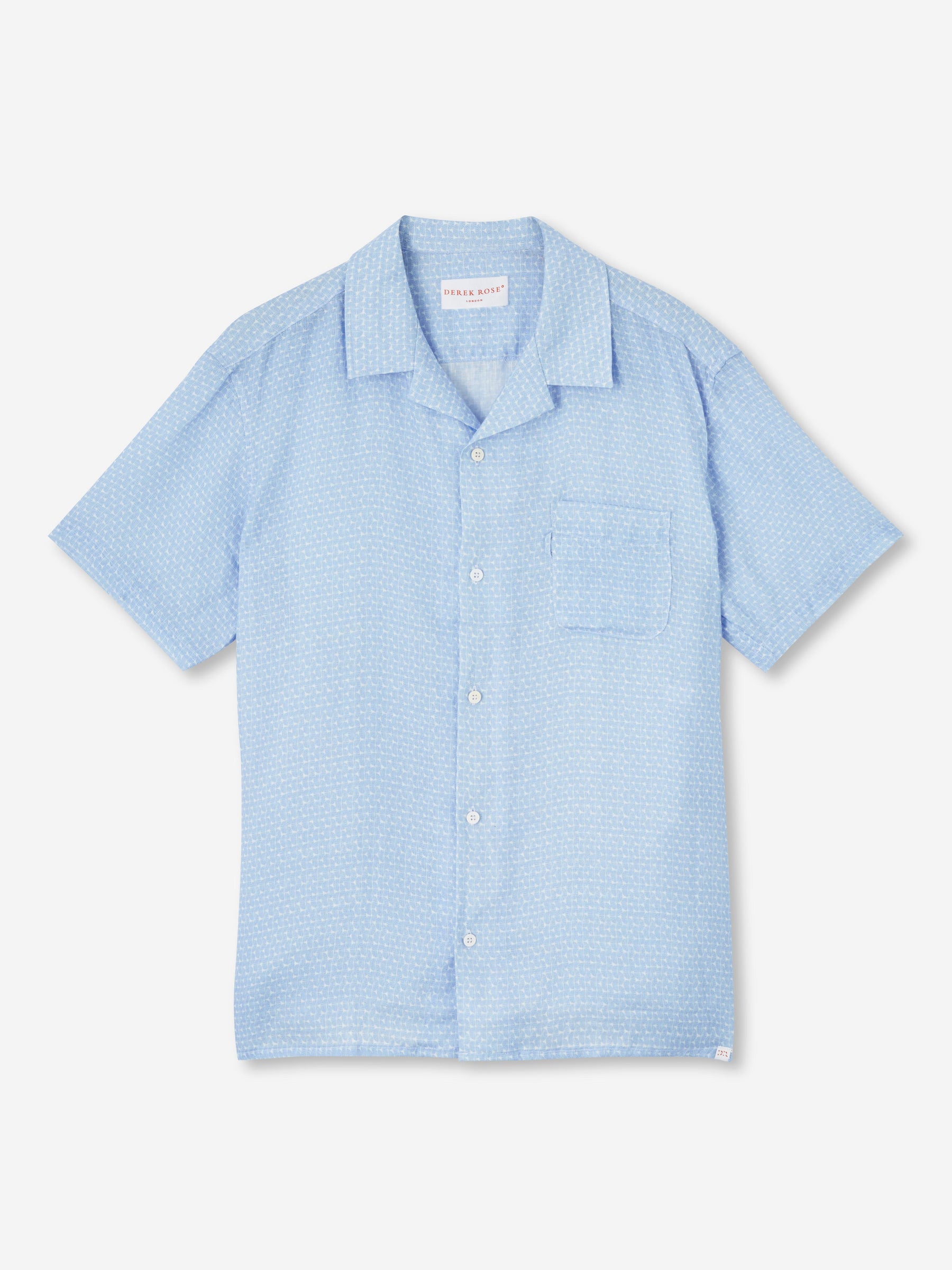 Men's Short Sleeve Shirt Milan 15 Linen Blue