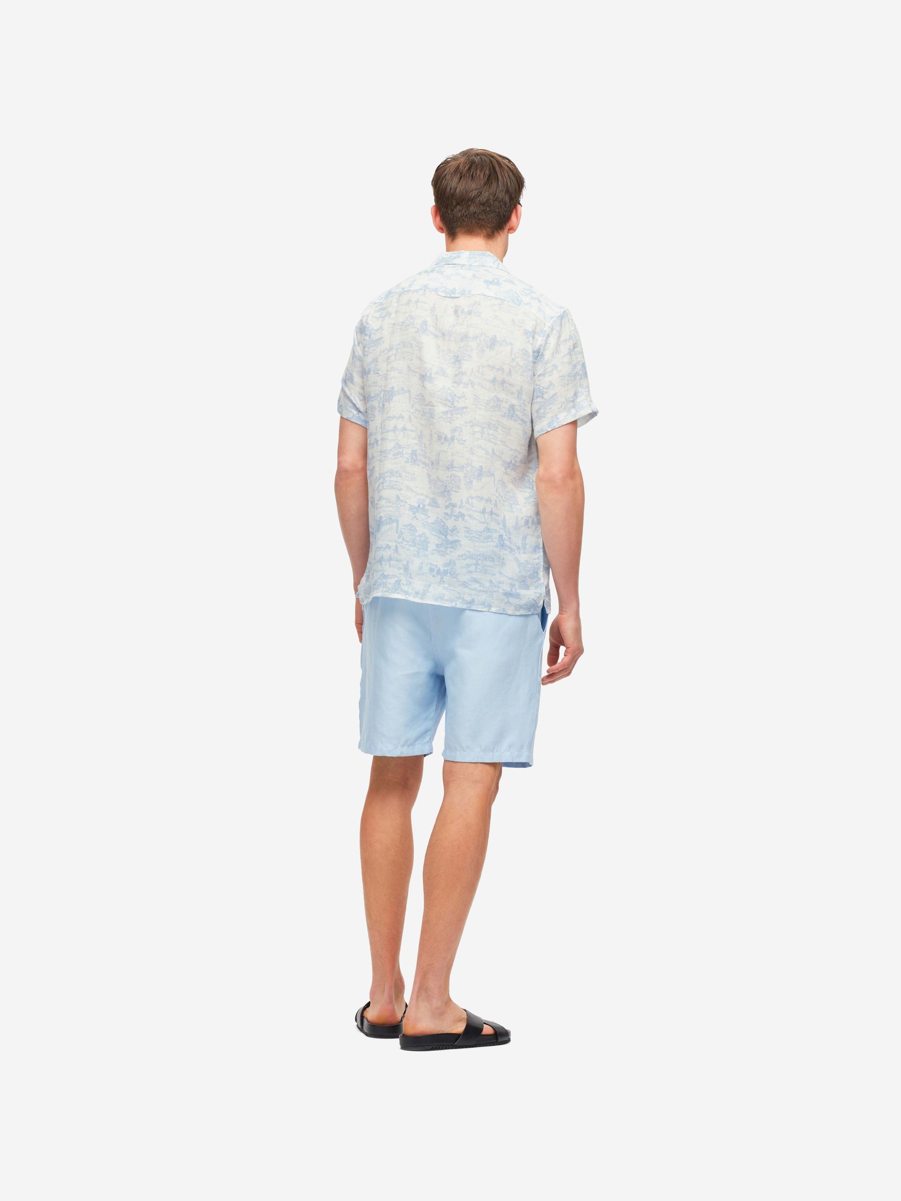 Men's Short Sleeve Shirt Milan 18 Linen White