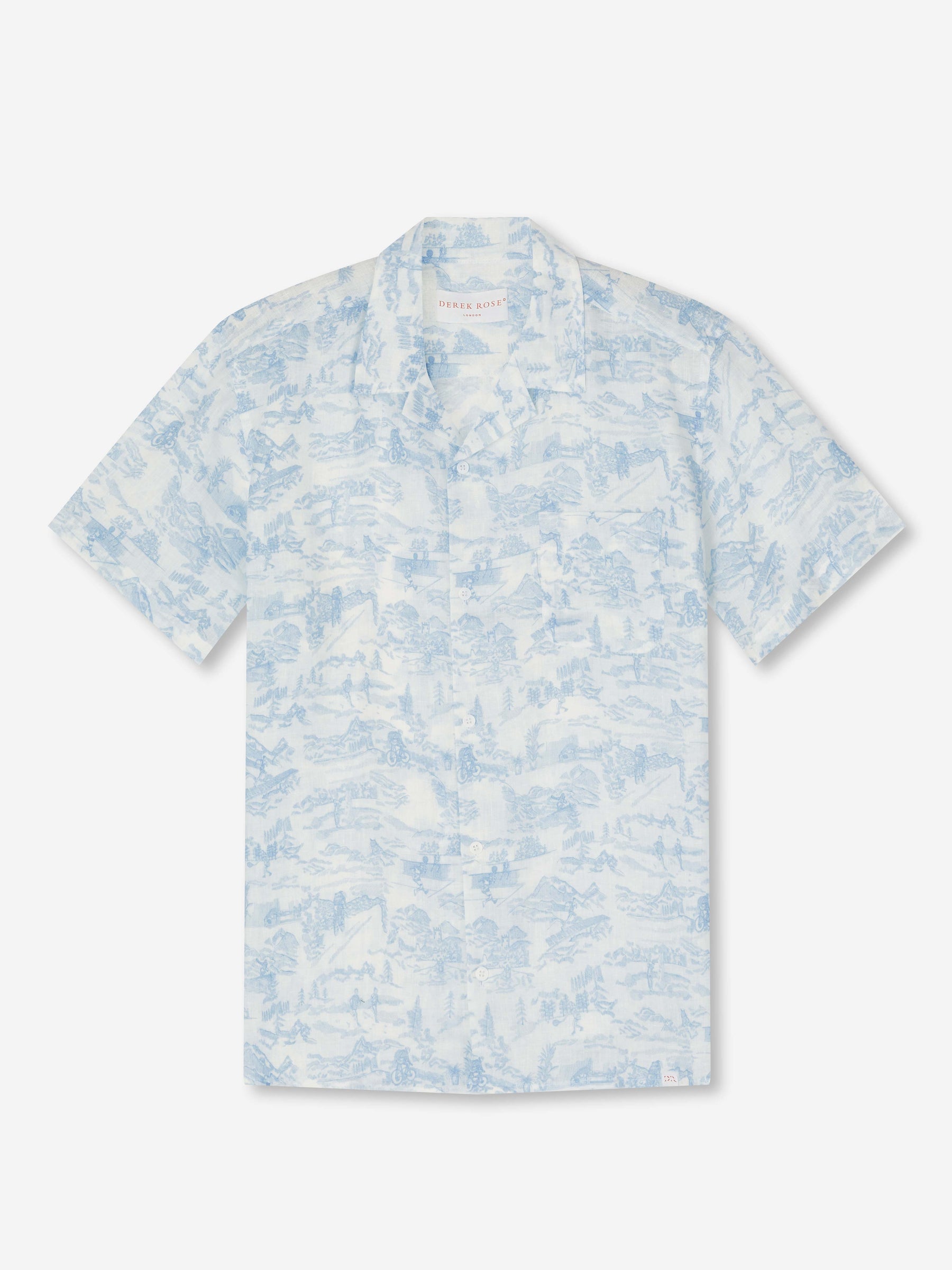Men's Short Sleeve Shirt Milan 18 Linen White
