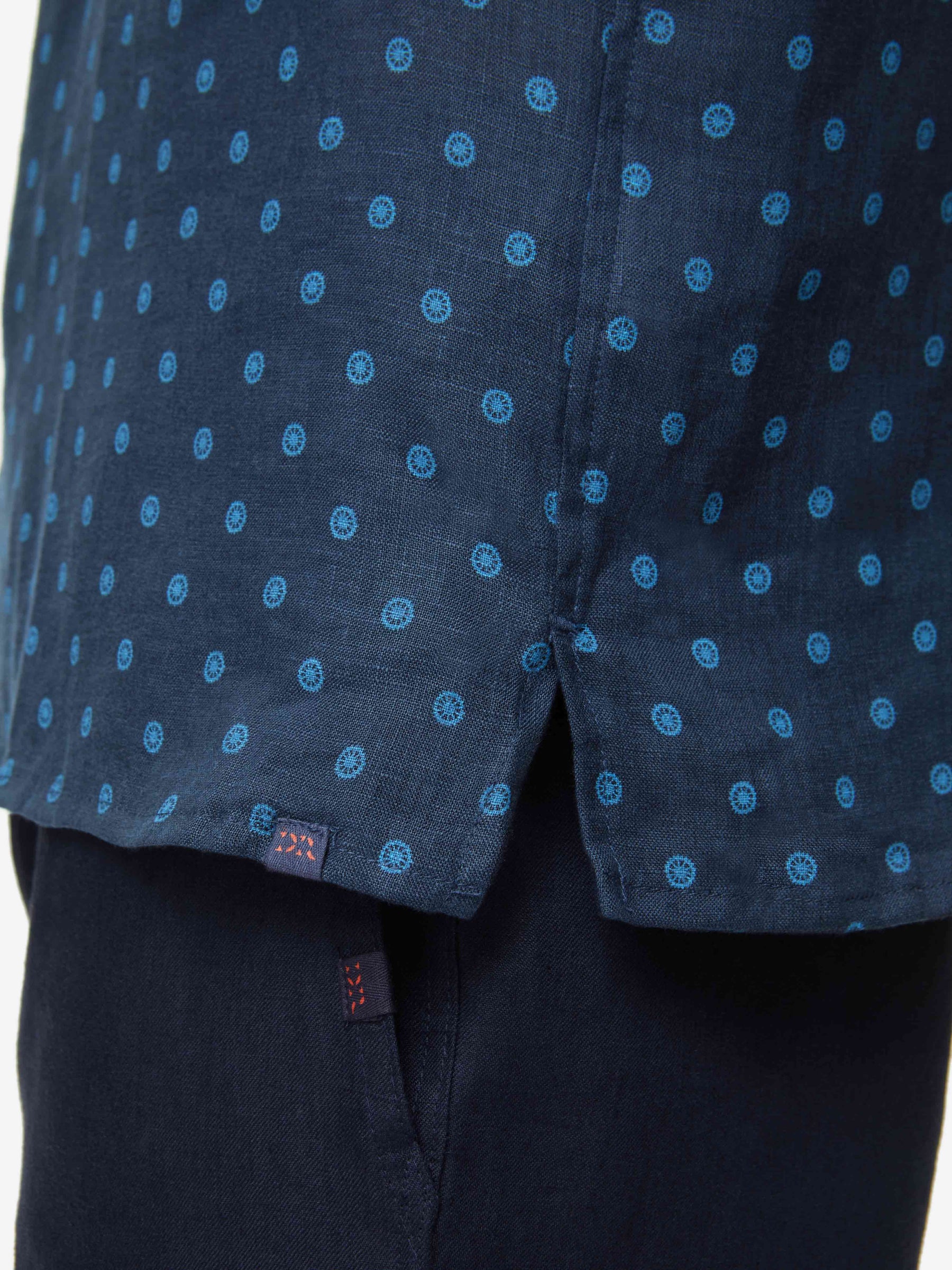 Men's Short Sleeve Shirt Milan 19 Linen Navy