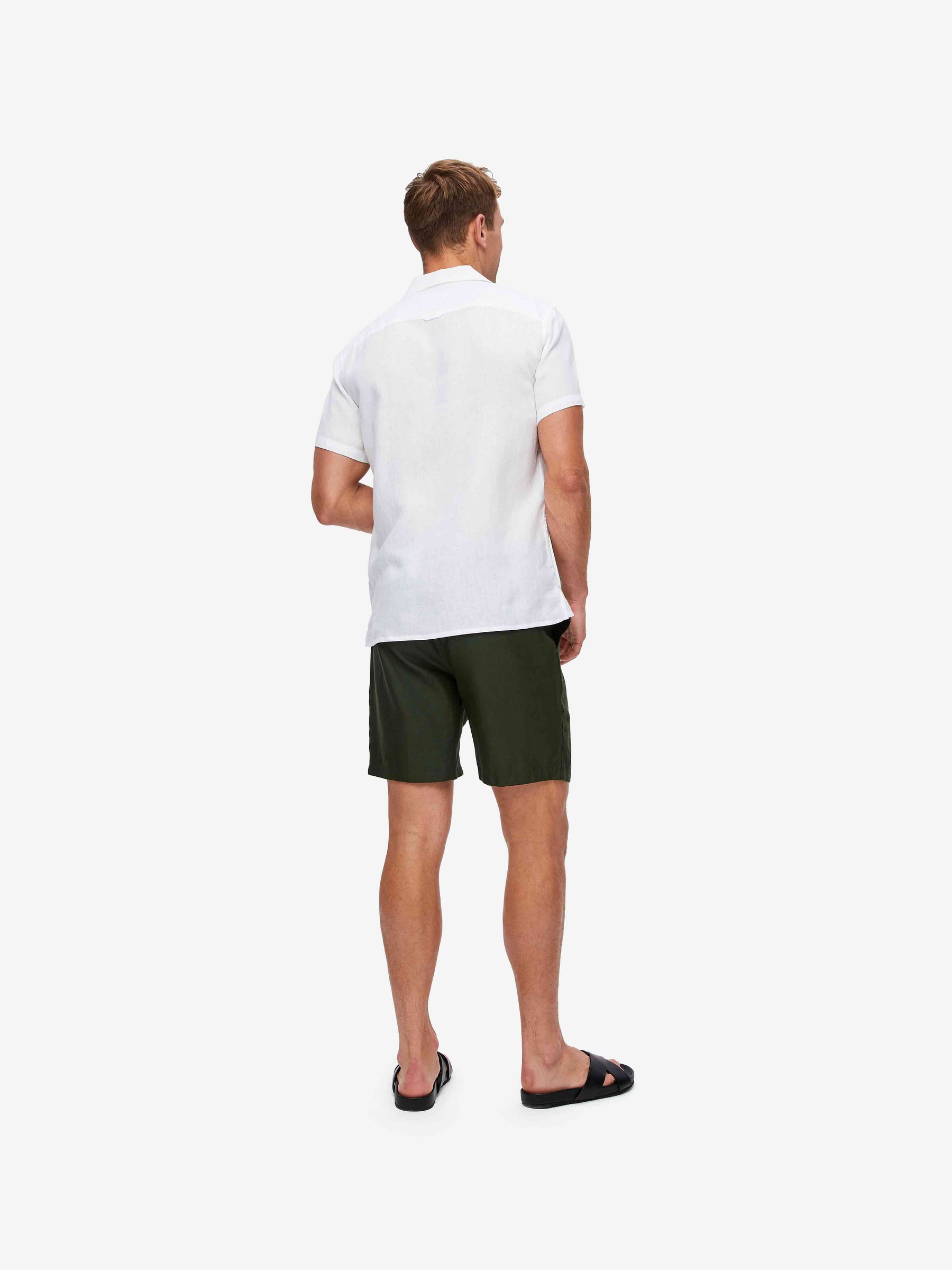 Men's Short Sleeve Shirt Monaco Linen White