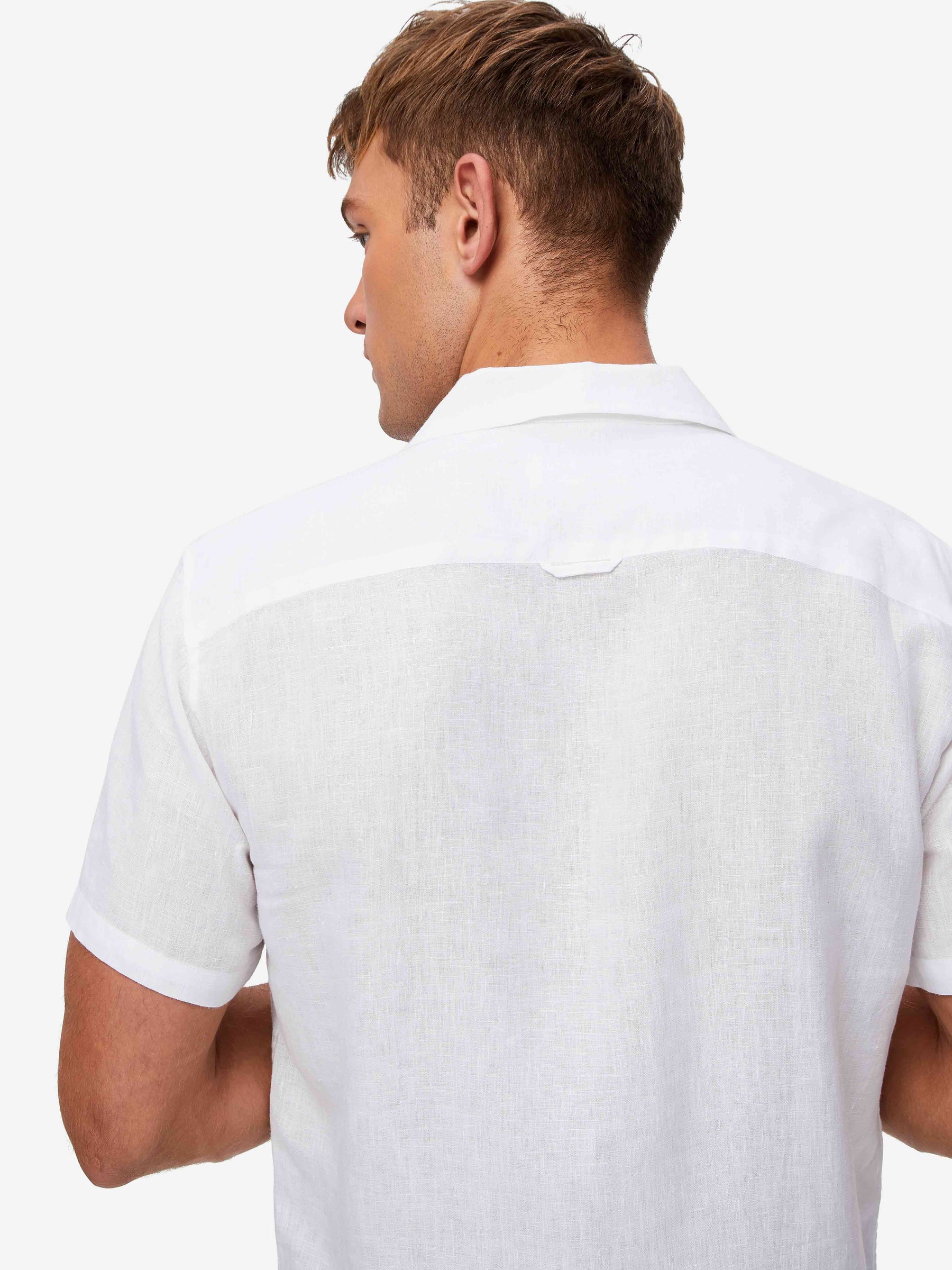 Men's Short Sleeve Shirt Monaco Linen White