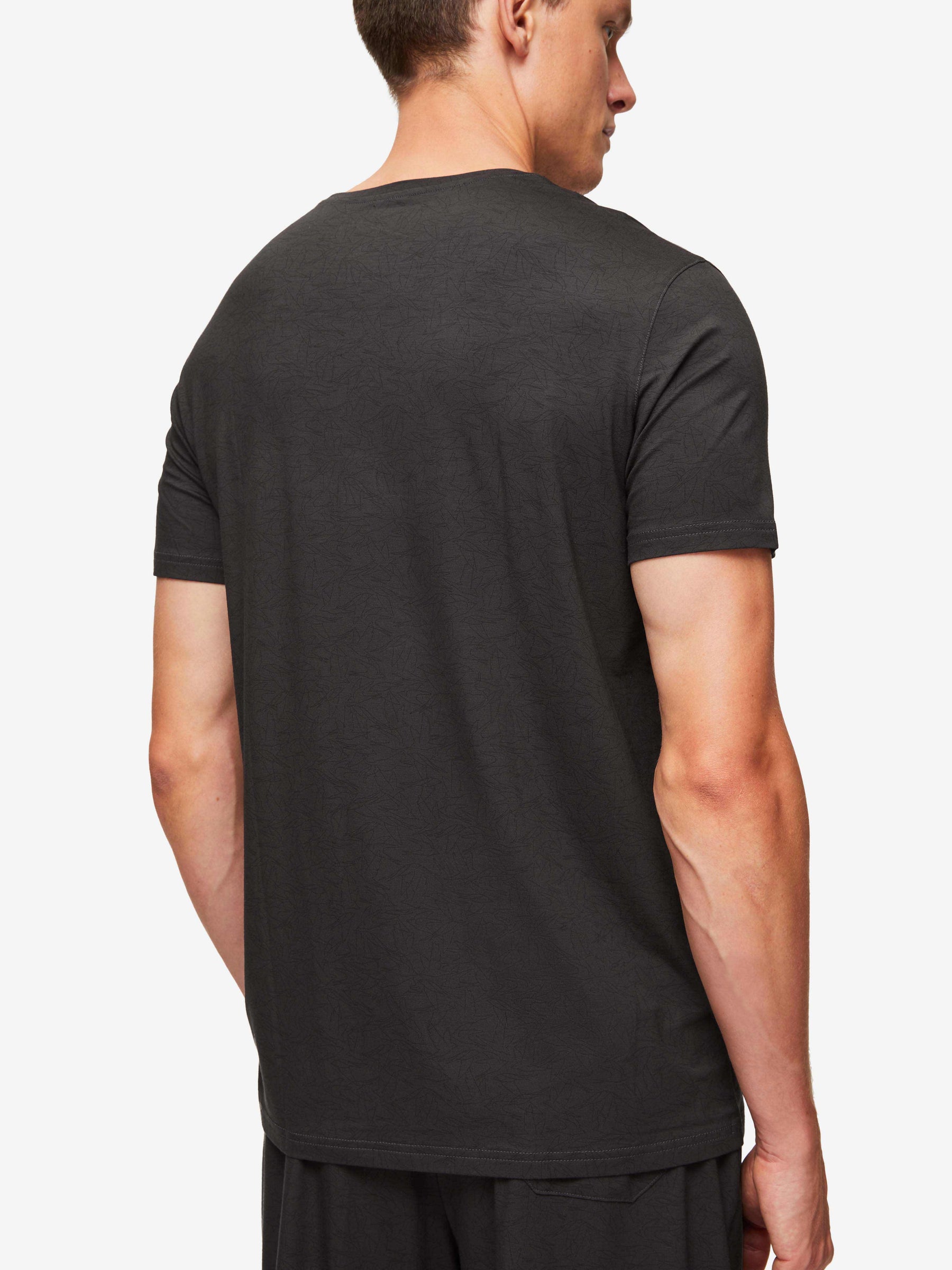 Men's T-Shirt London 9 Bird Print Micro Modal Black