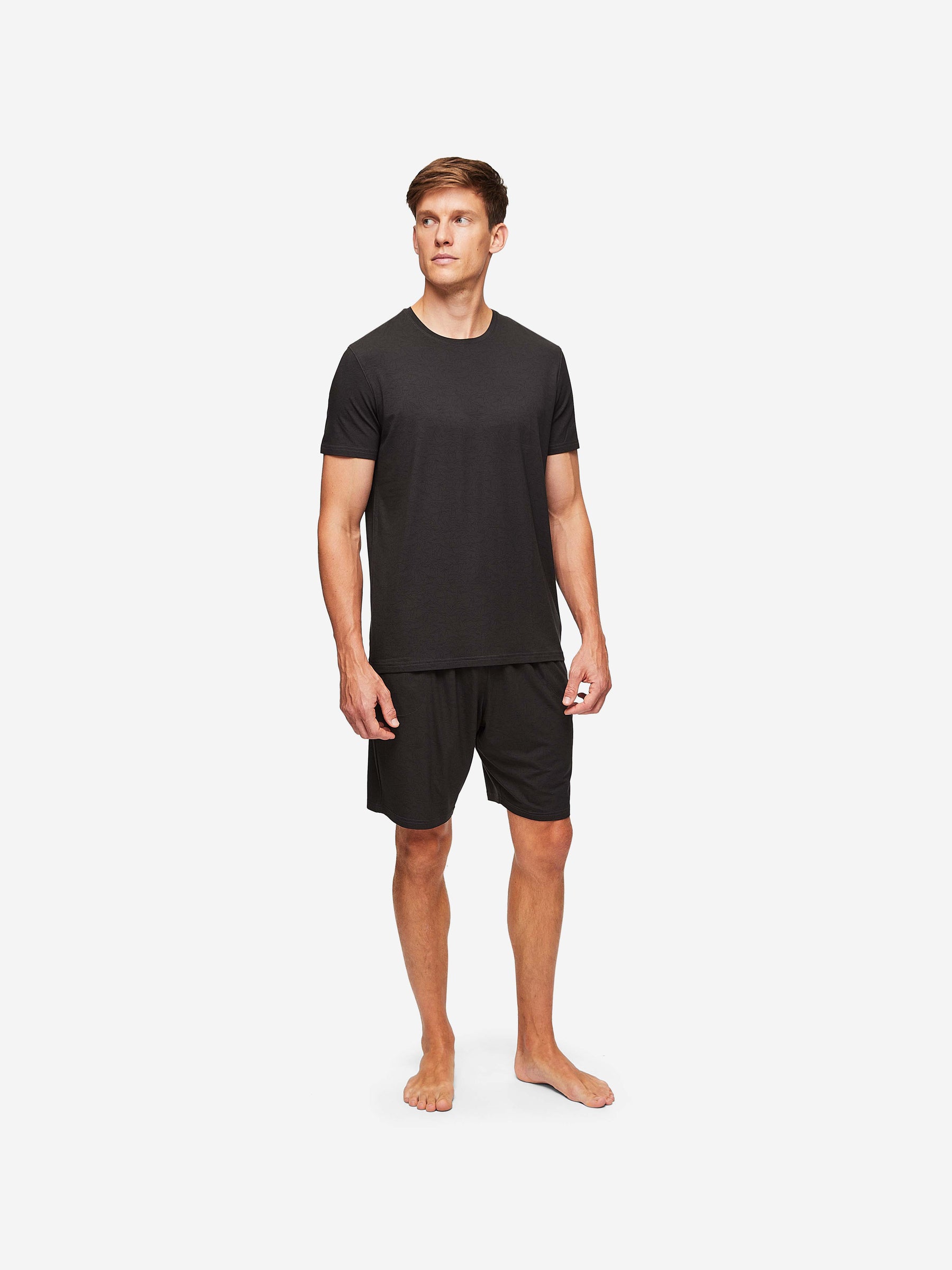 Men's T-Shirt London 9 Bird Print Micro Modal Black