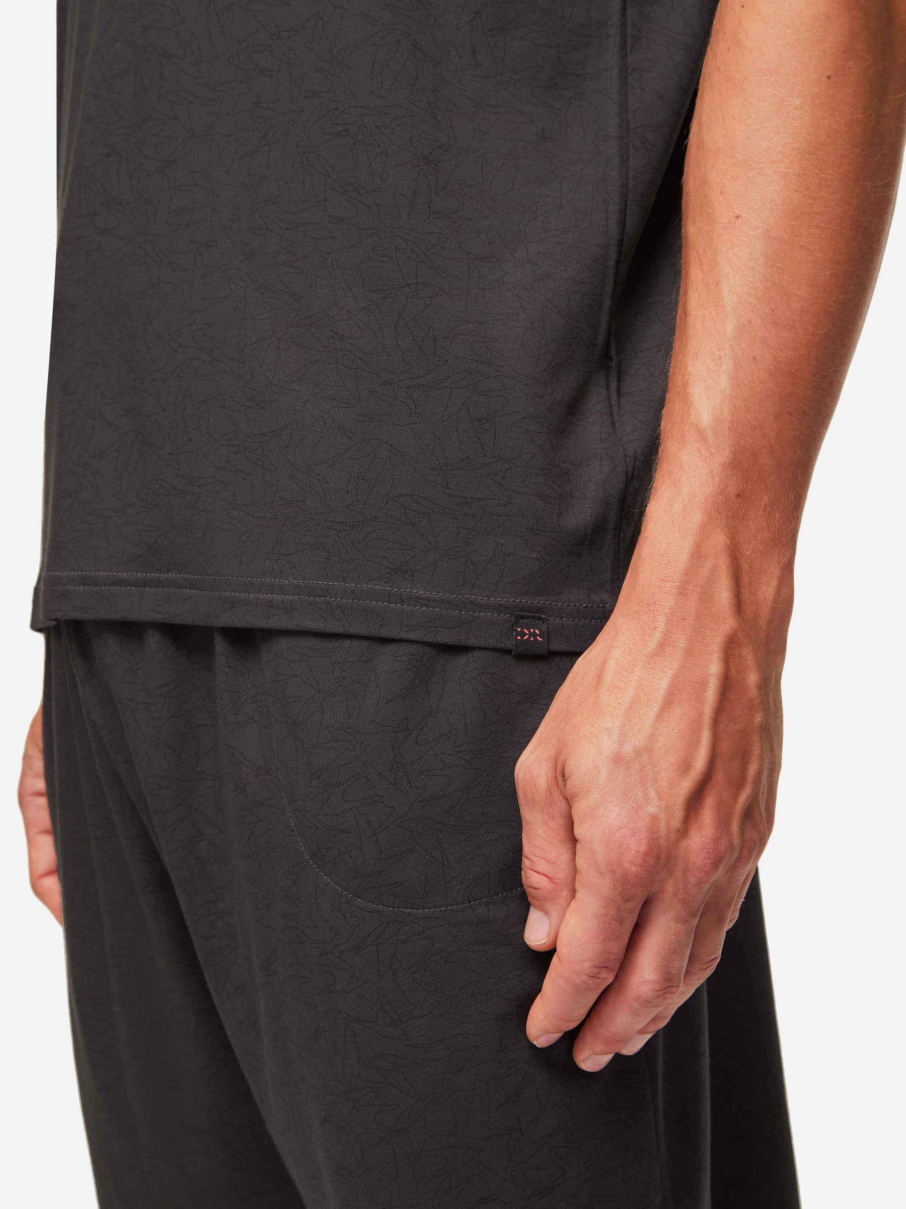Men's T-Shirt London 9 Bird Print Micro Modal Black