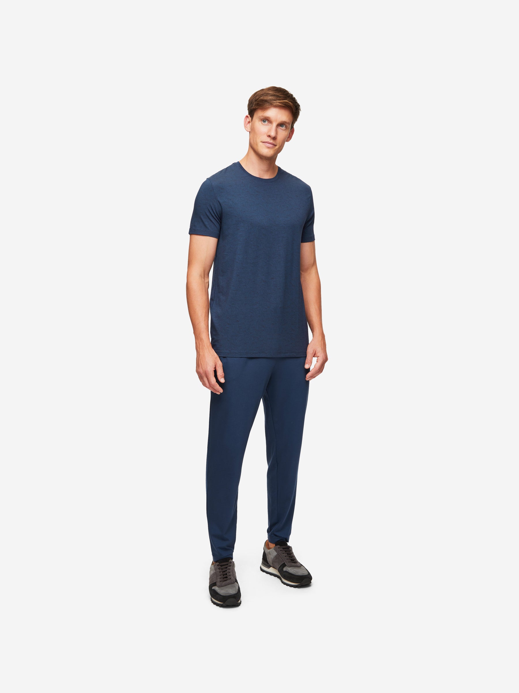 Men's T-Shirt London 9 Bird Print Micro Modal Navy