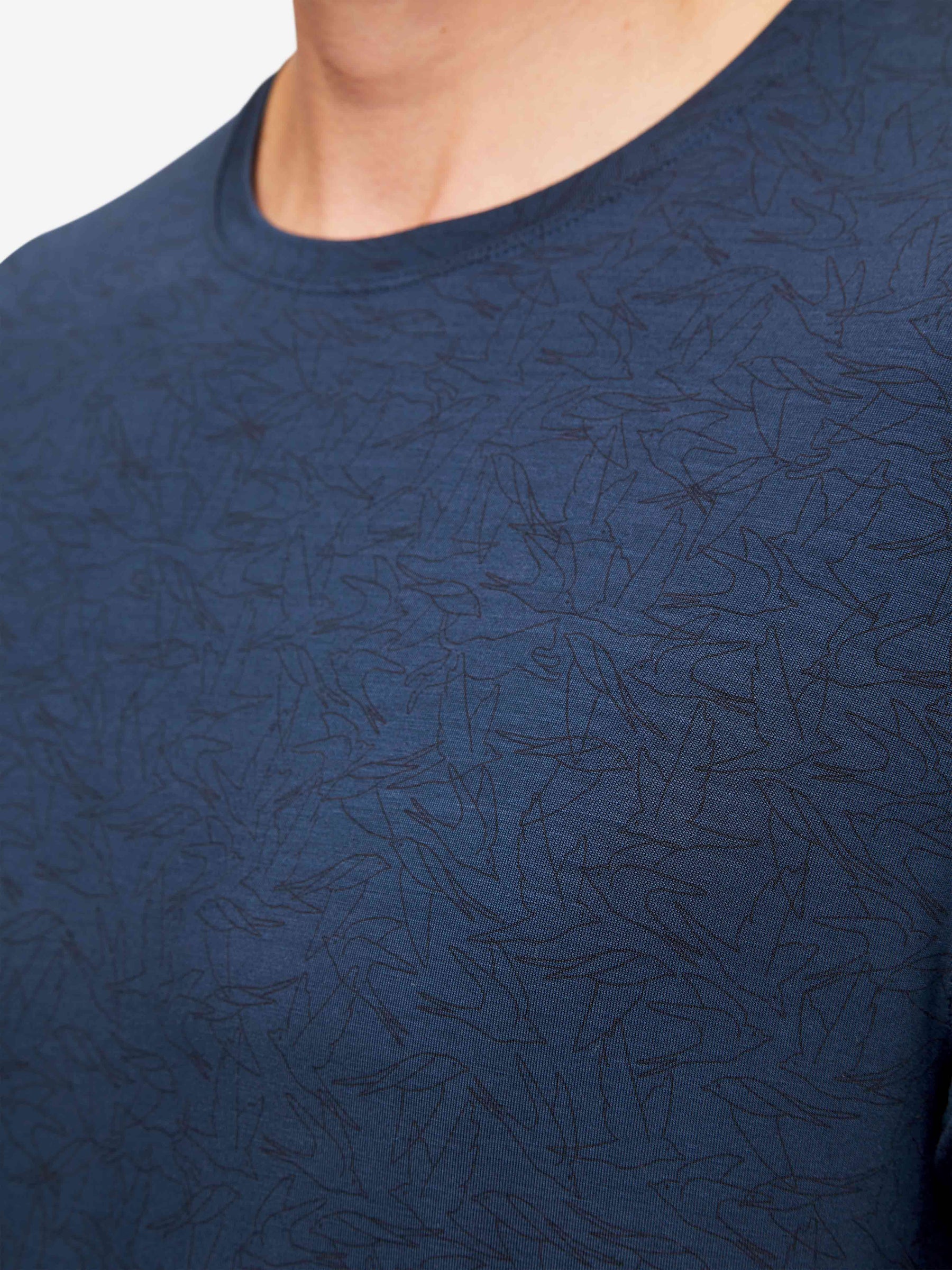 Men's T-Shirt London 9 Bird Print Micro Modal Navy
