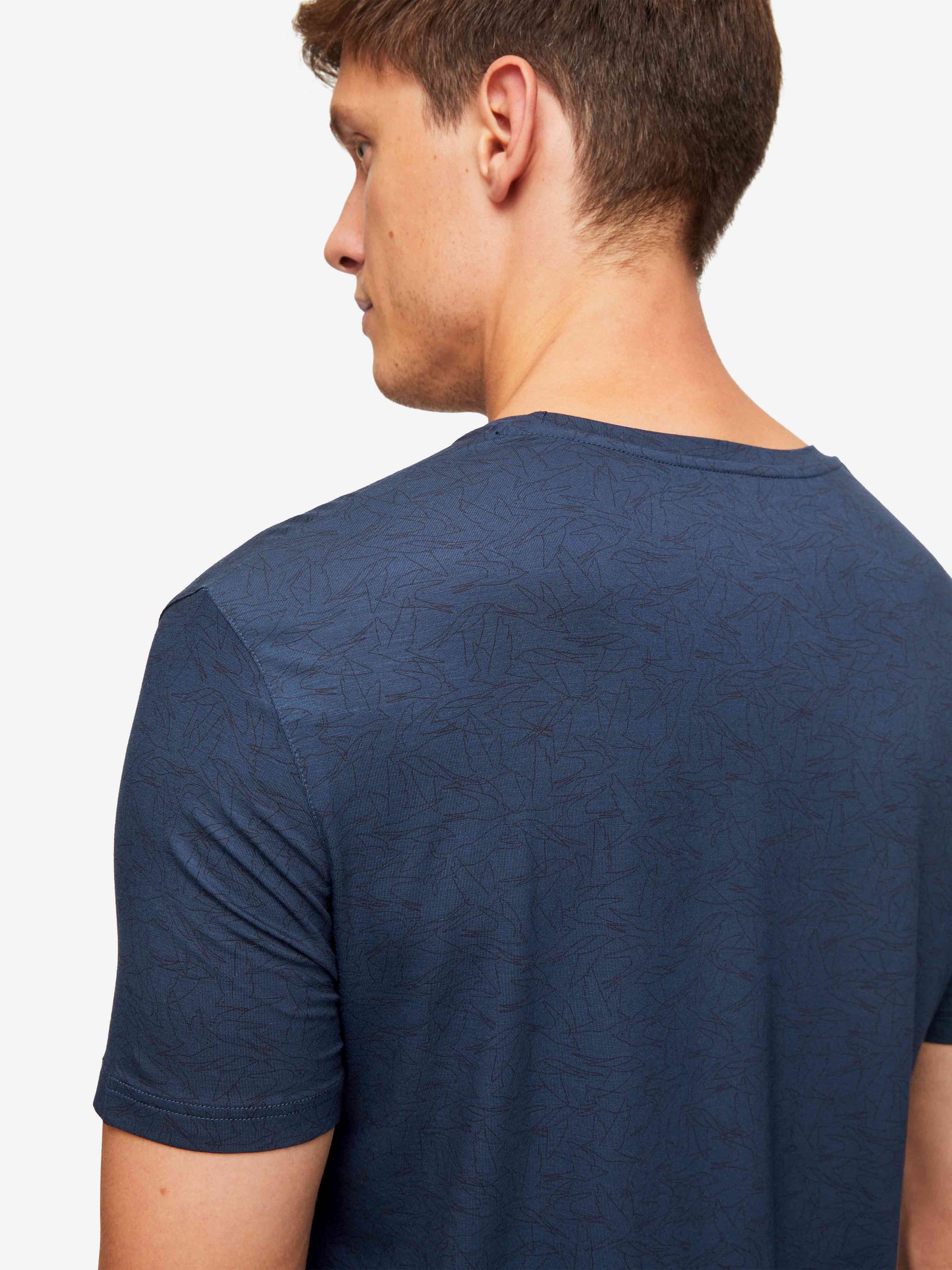 Men's T-Shirt London 9 Bird Print Micro Modal Navy