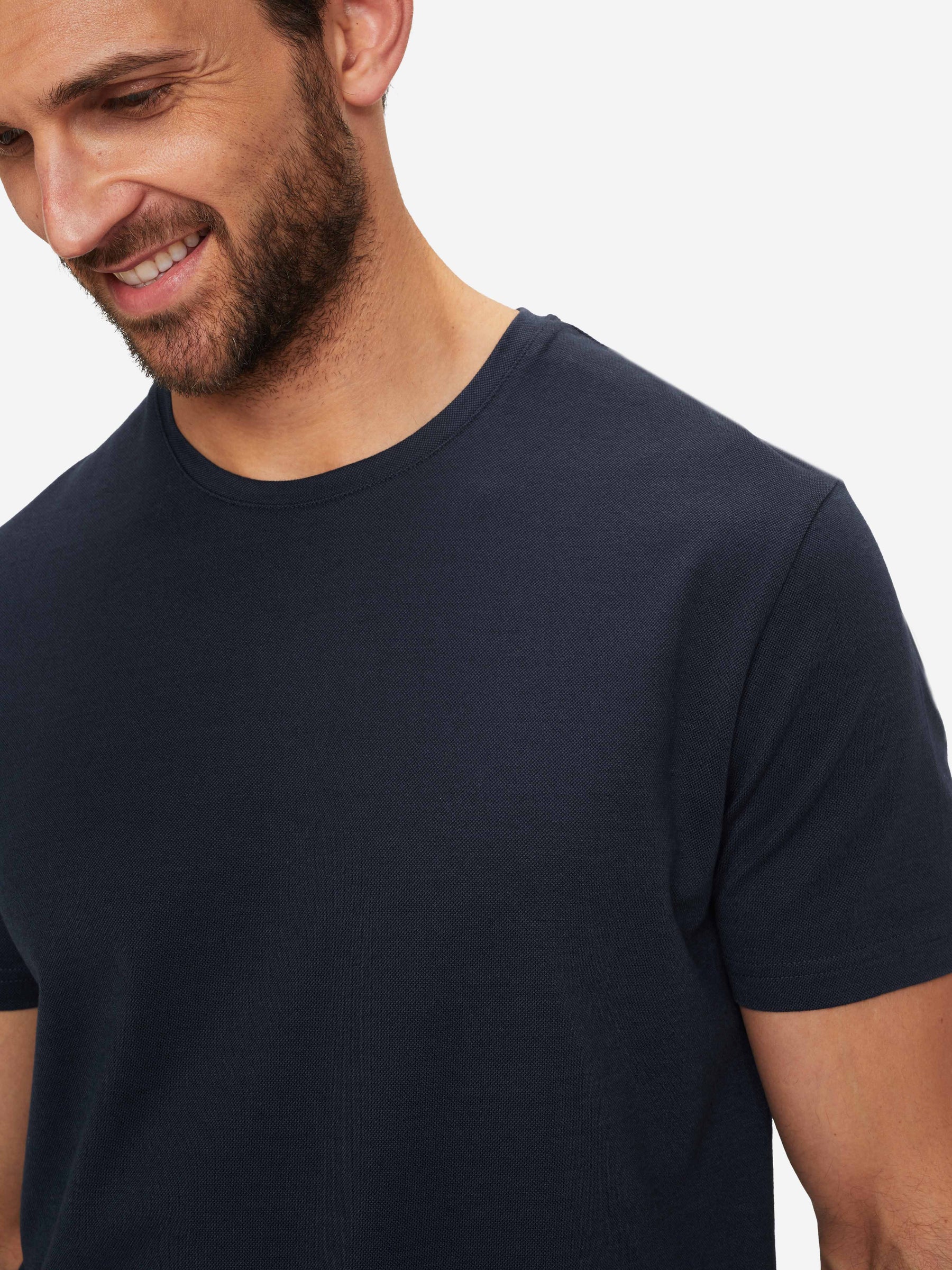 Men's T-Shirt Ramsay 2 Pique Cotton Tencel Navy