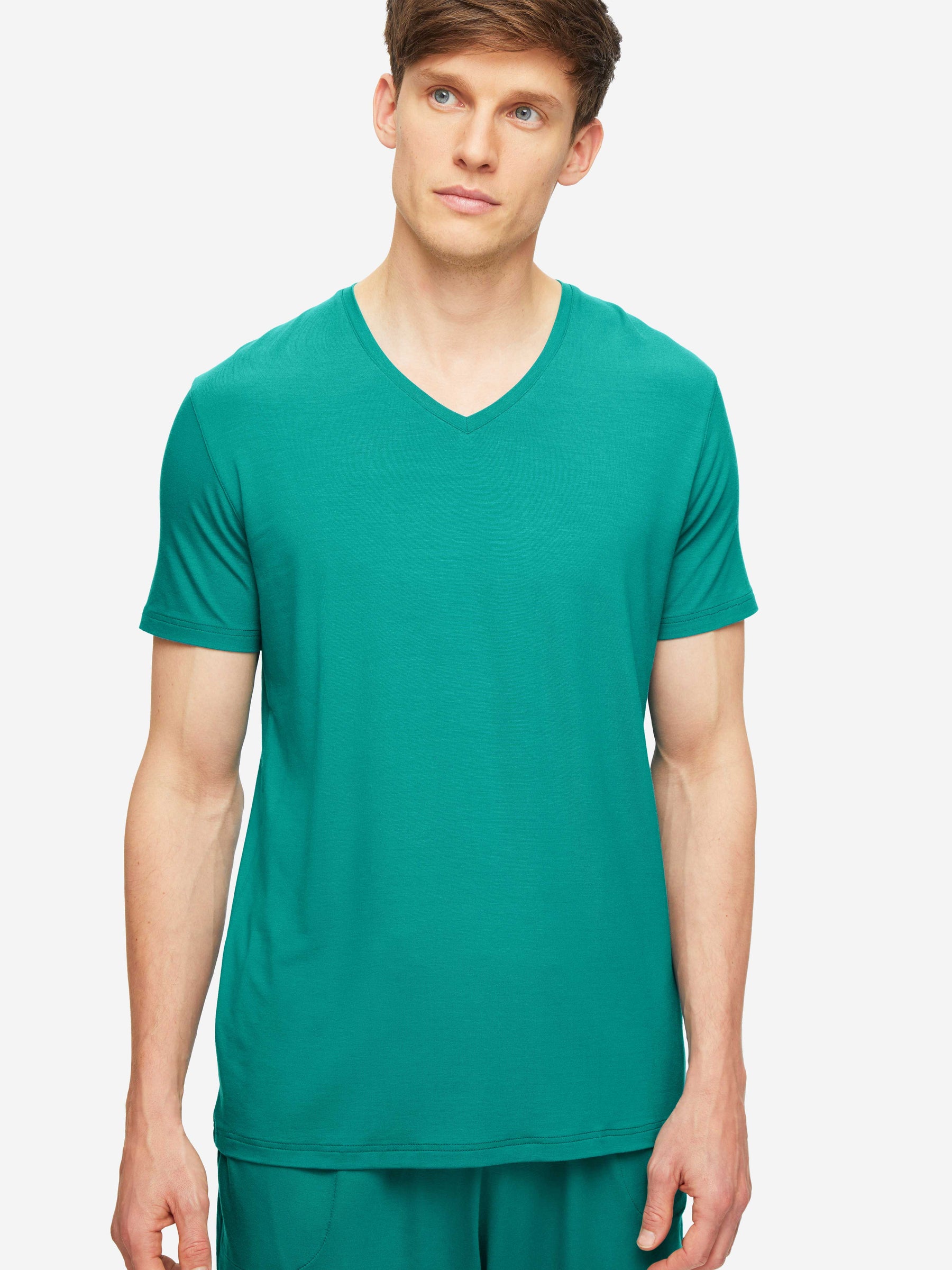 Men's V-Neck T-Shirt Basel Micro Modal Stretch Jungle Green