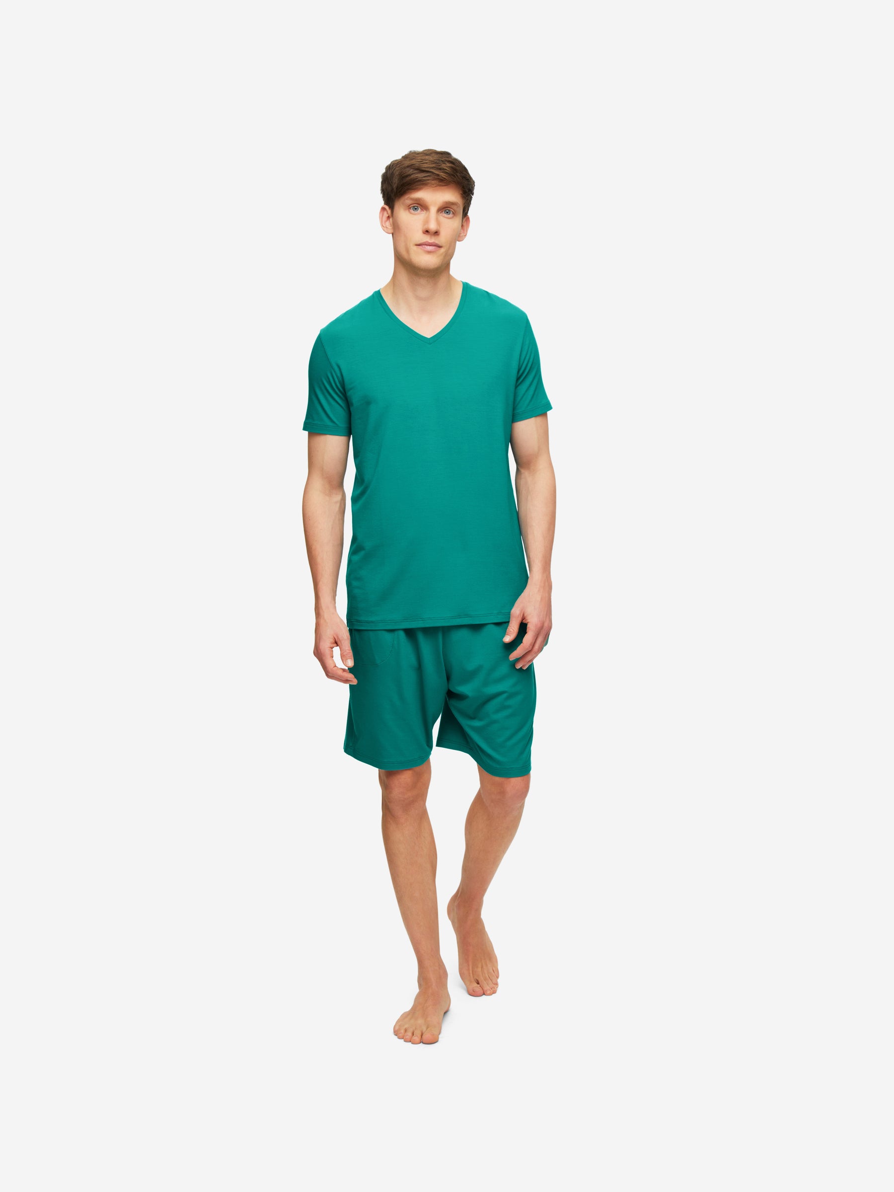Men's V-Neck T-Shirt Basel Micro Modal Stretch Jungle Green