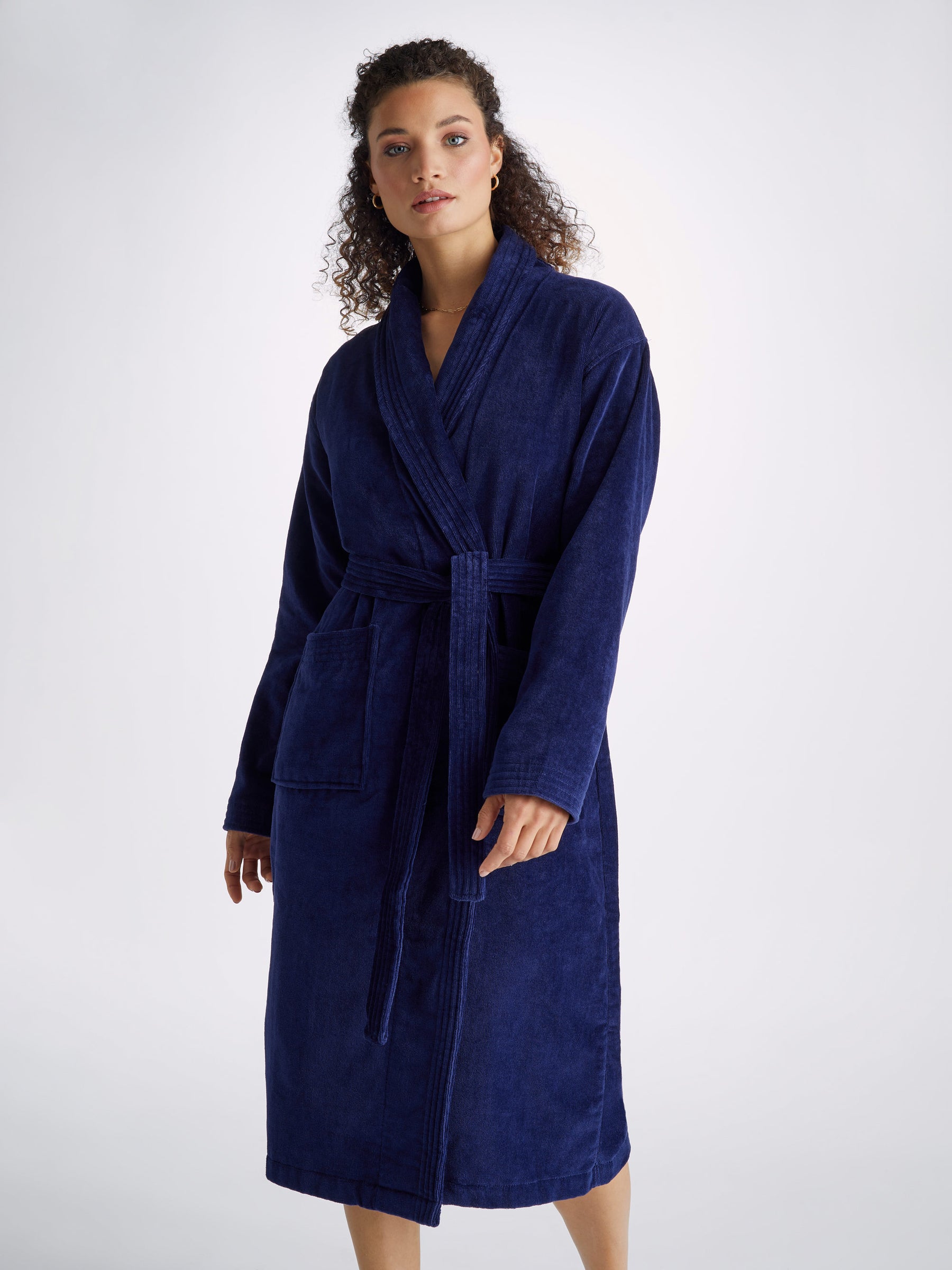Women's Bathrobe Triton 10 Terry Cotton Navy
