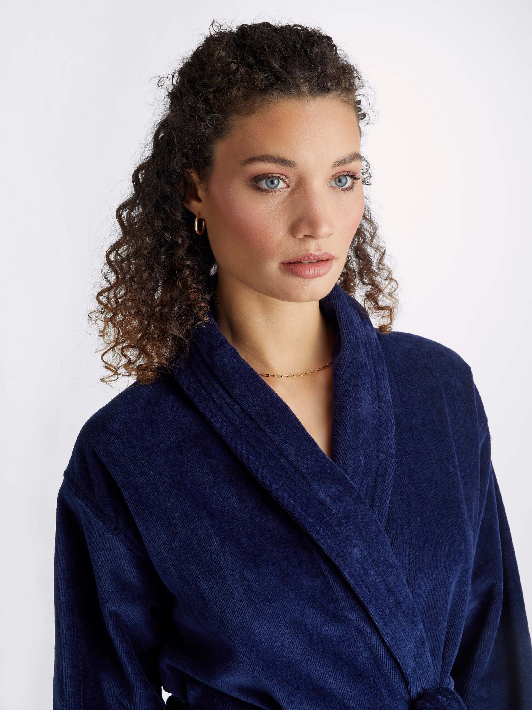 Women's Bathrobe Triton 10 Terry Cotton Navy