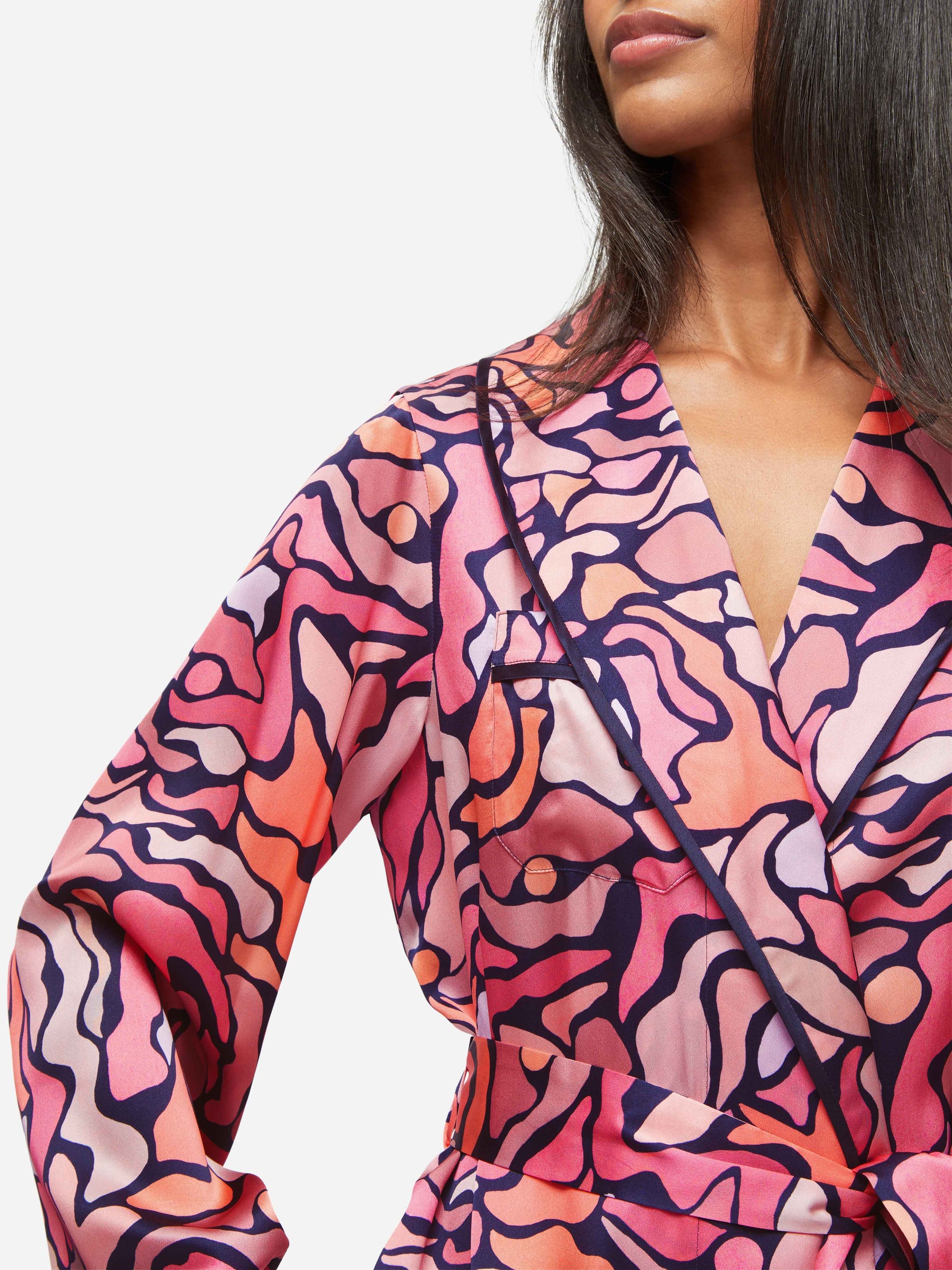 Women's Long Dressing Gown Brindisi 85 Silk Satin Multi