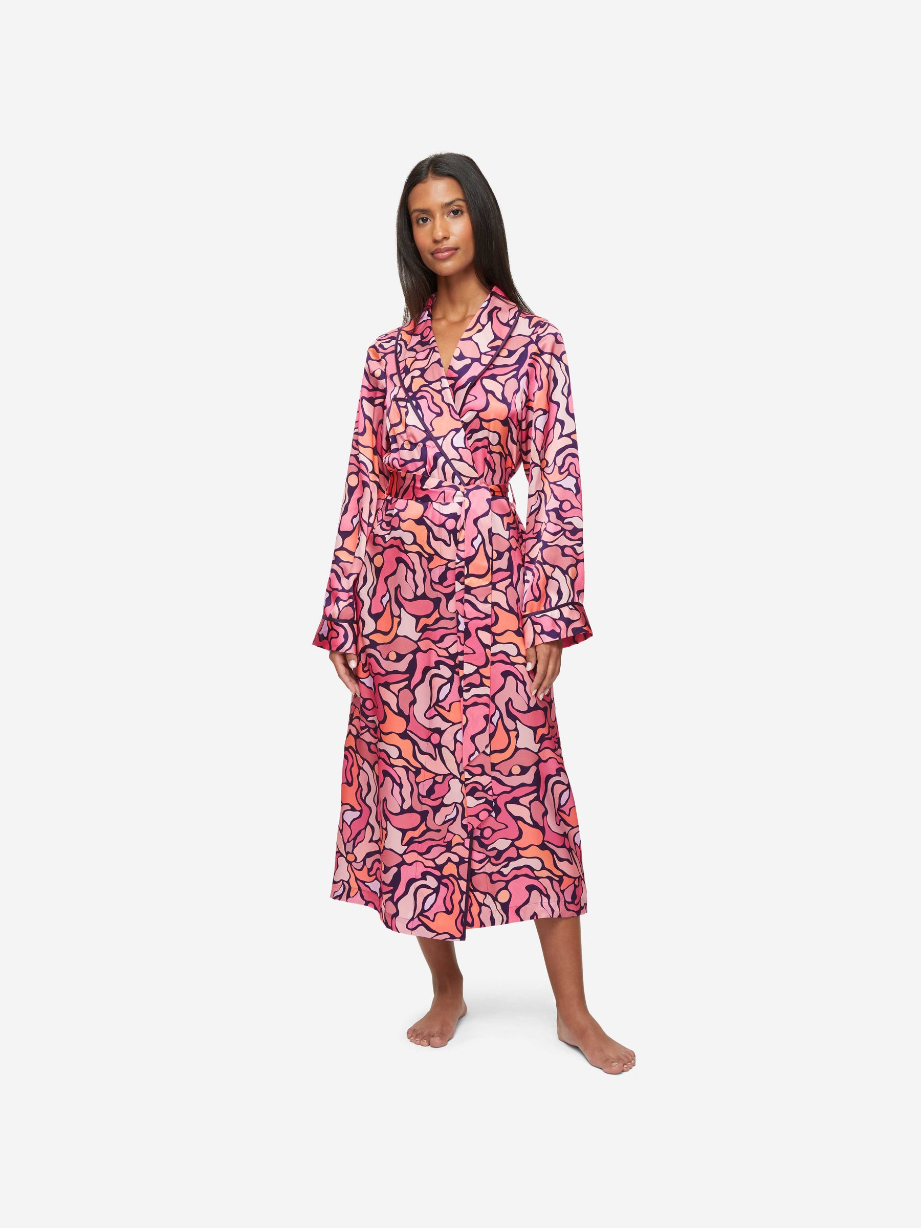 Women's Long Dressing Gown Brindisi 85 Silk Satin Multi