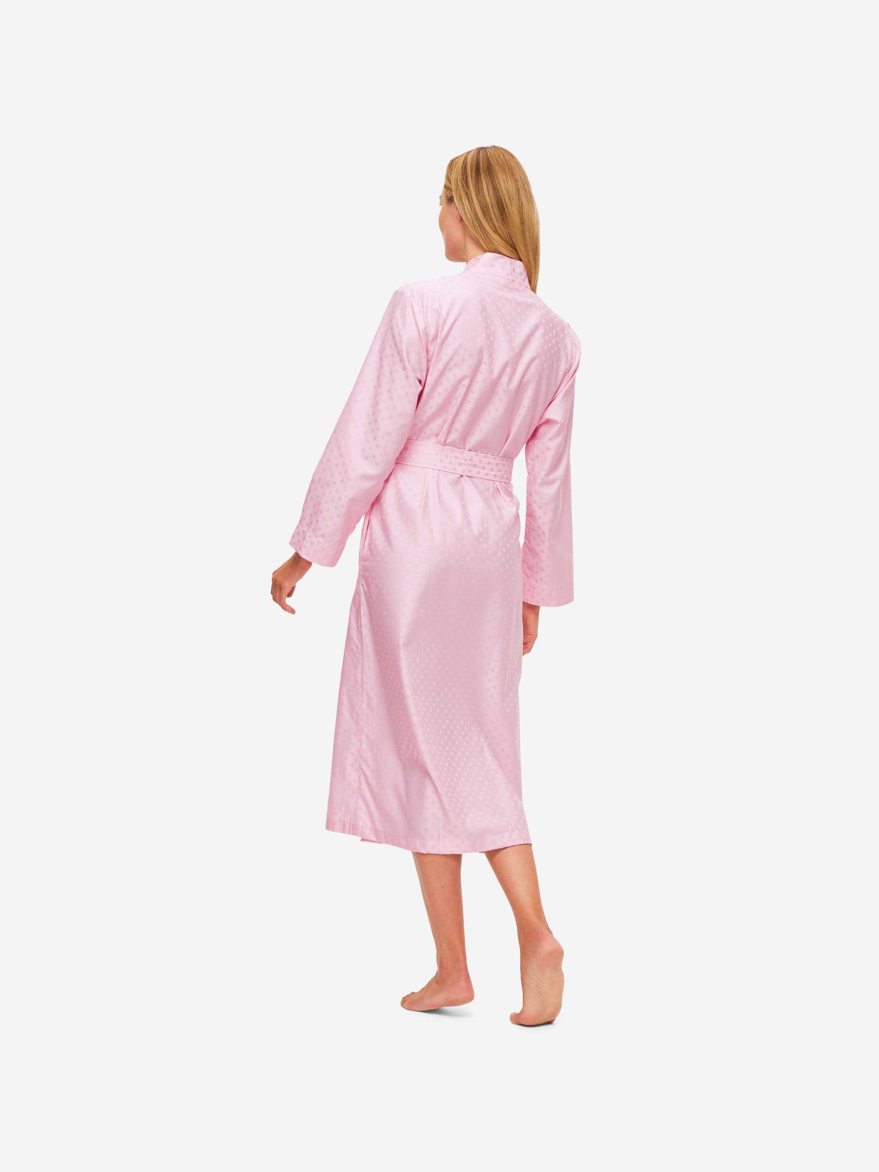 Women's Long Dressing Gown Kate 7 Cotton Jacquard Pink
