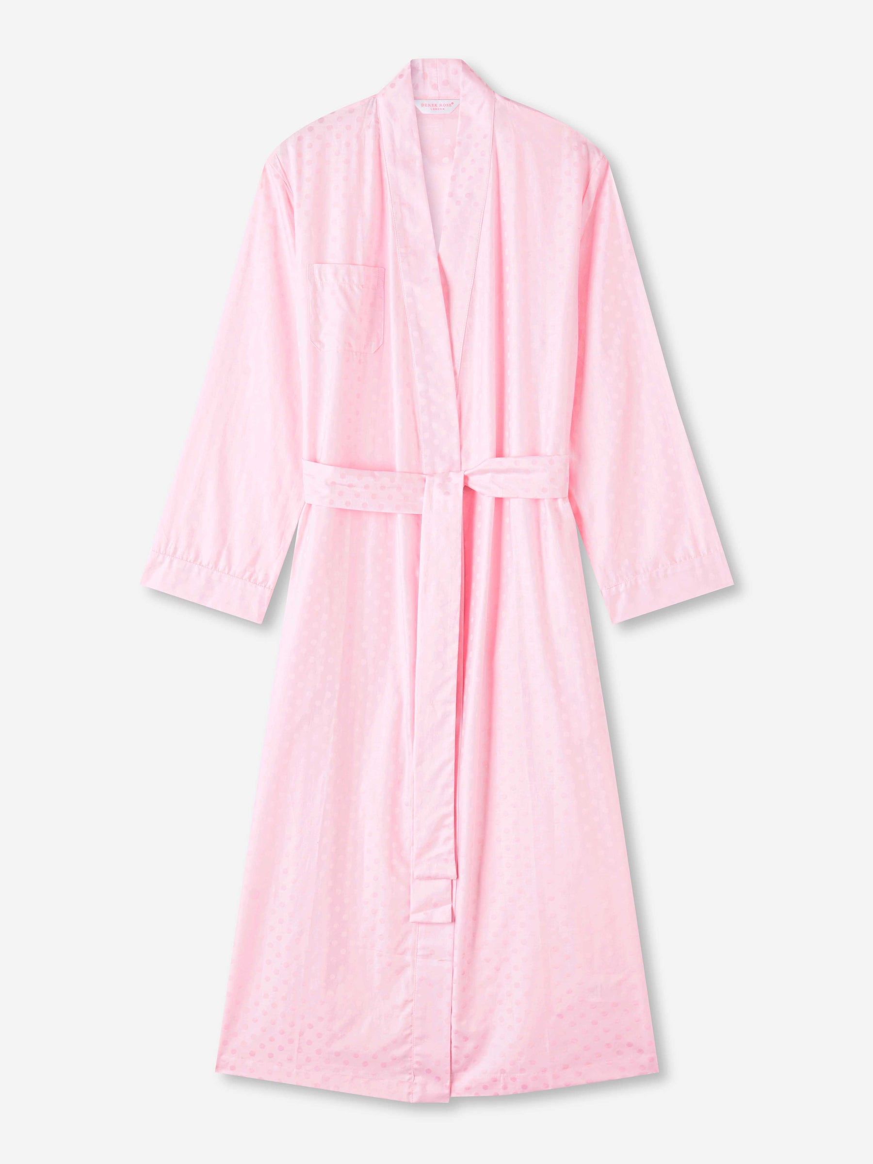 Women's Long Dressing Gown Kate 7 Cotton Jacquard Pink