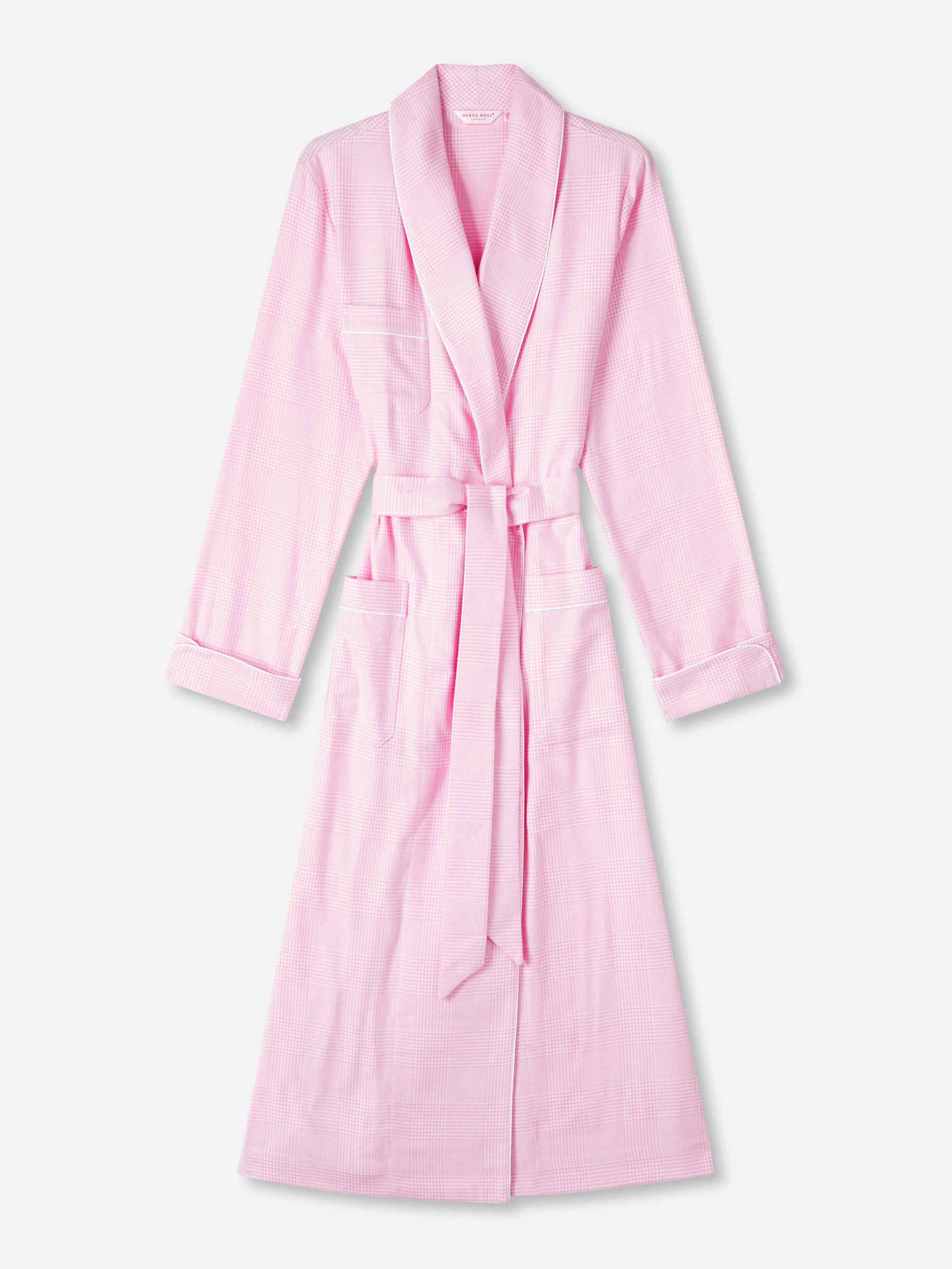 Women's Long Dressing Gown Kelburn 32 Brushed Cotton Pink