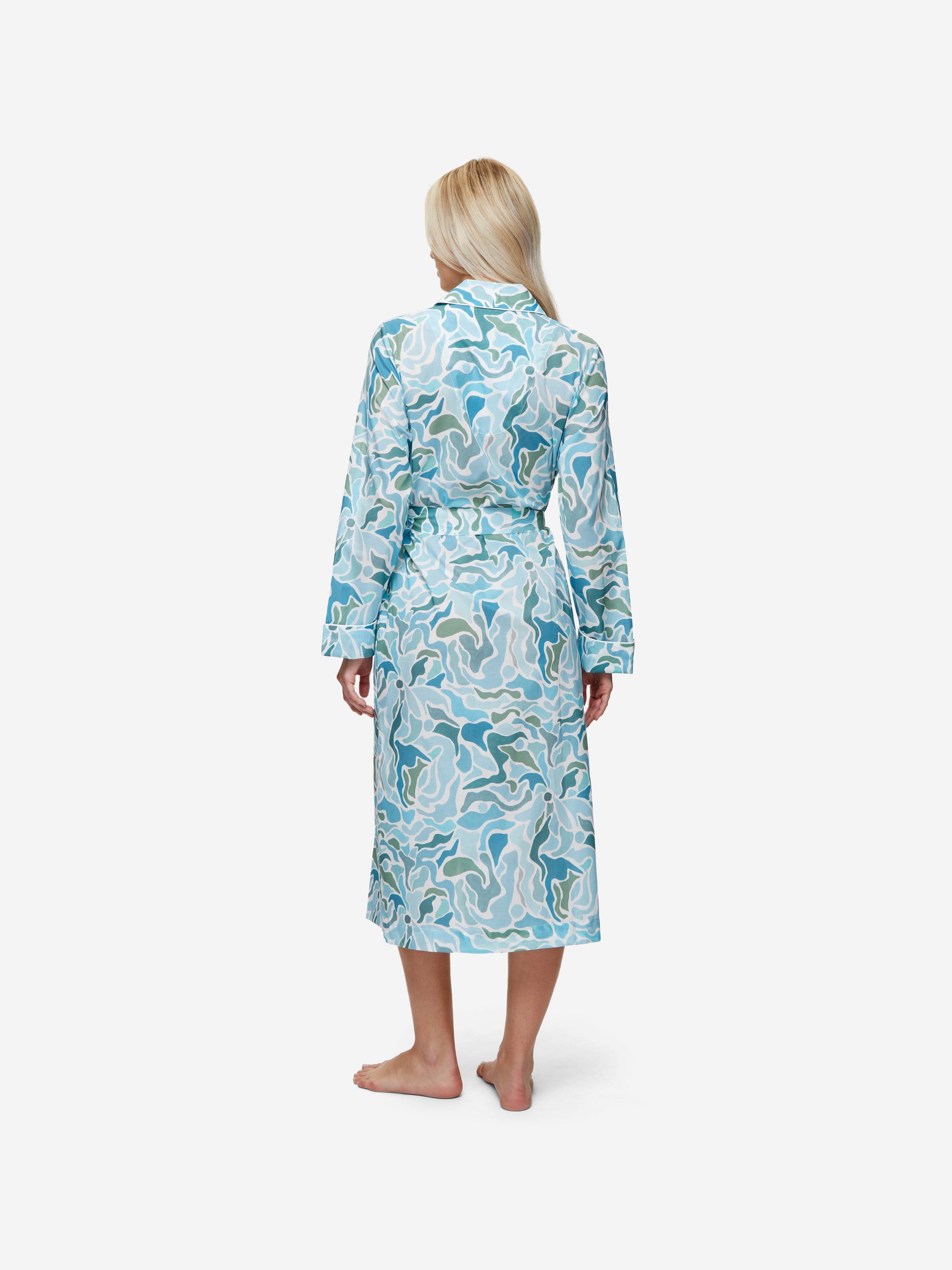 Women's Long Dressing Gown Ledbury 61 Cotton Batiste Green