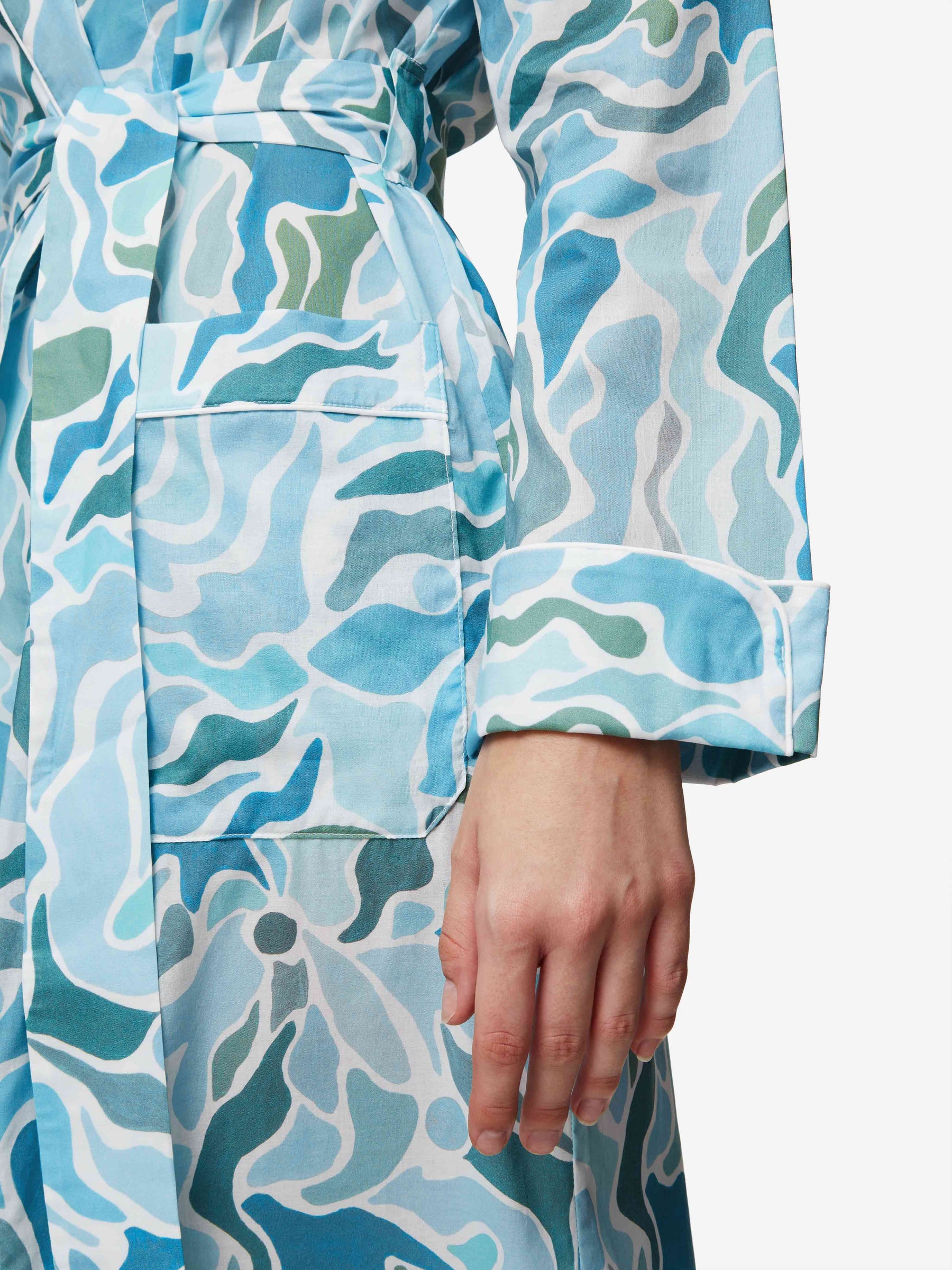 Women's Long Dressing Gown Ledbury 61 Cotton Batiste Green