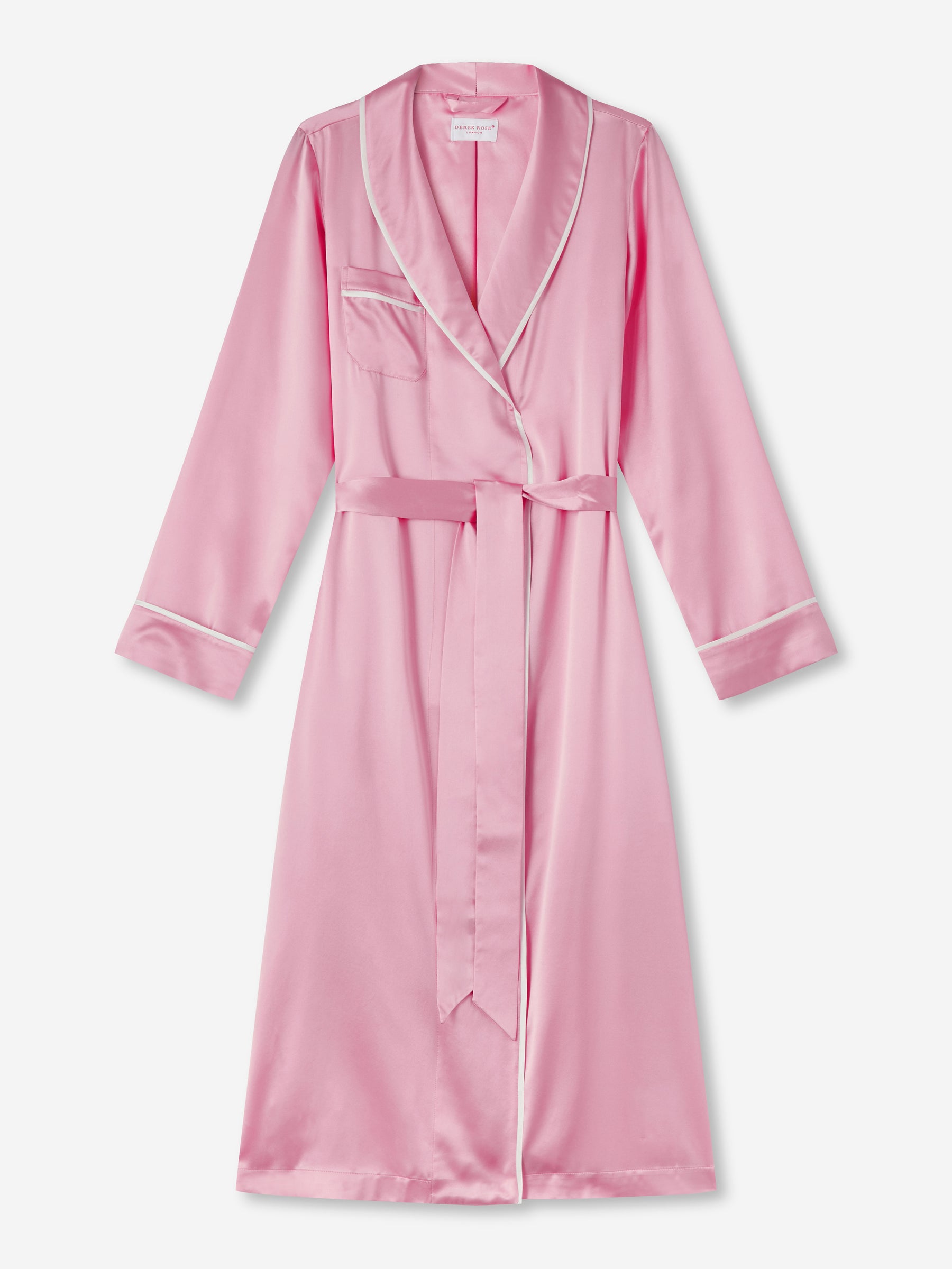 Women's Long Dressing Gown Bailey 2 Silk Satin Pink