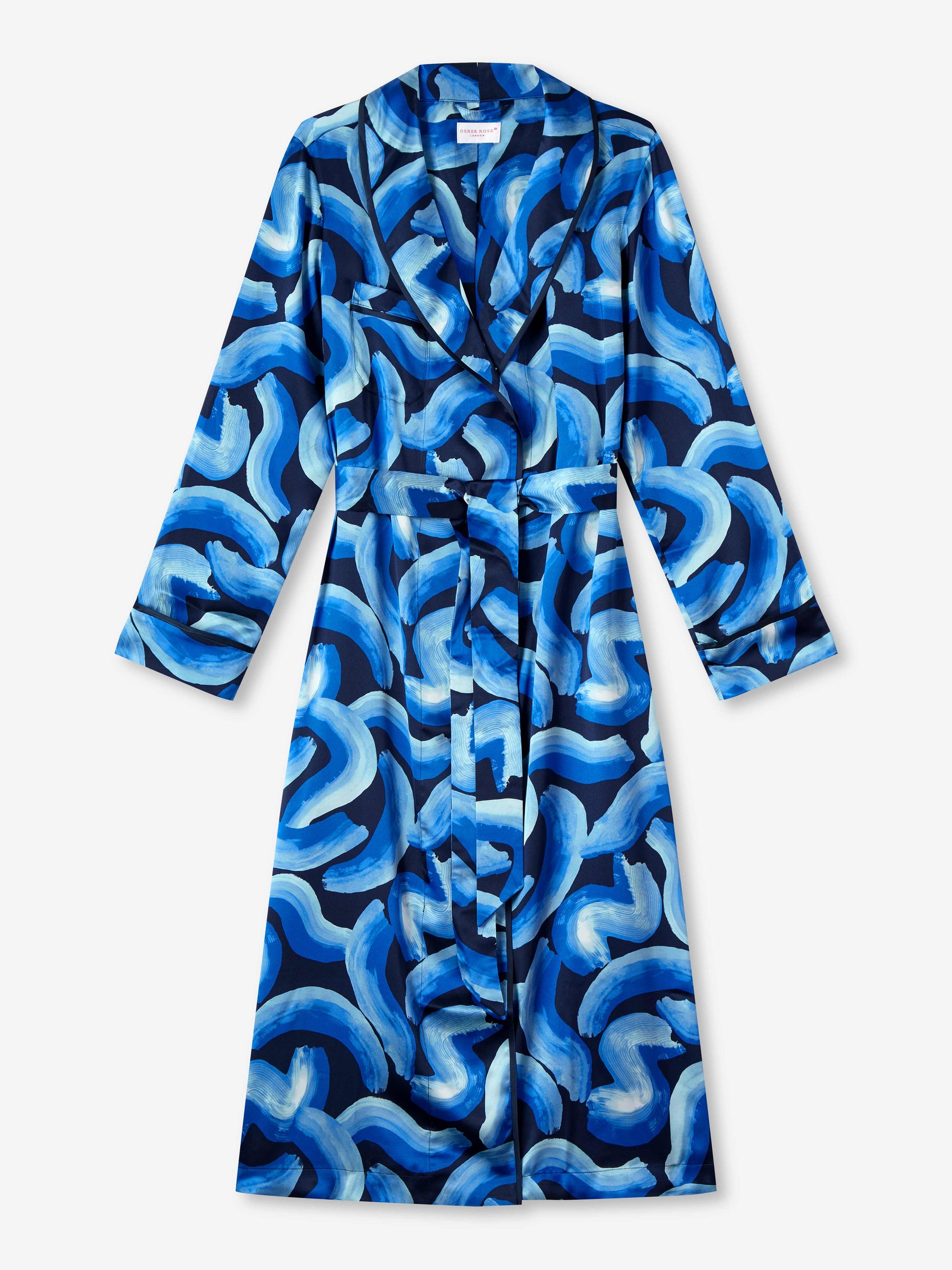 Women's Long Dressing Gown Brindisi 82 Silk Satin Blue