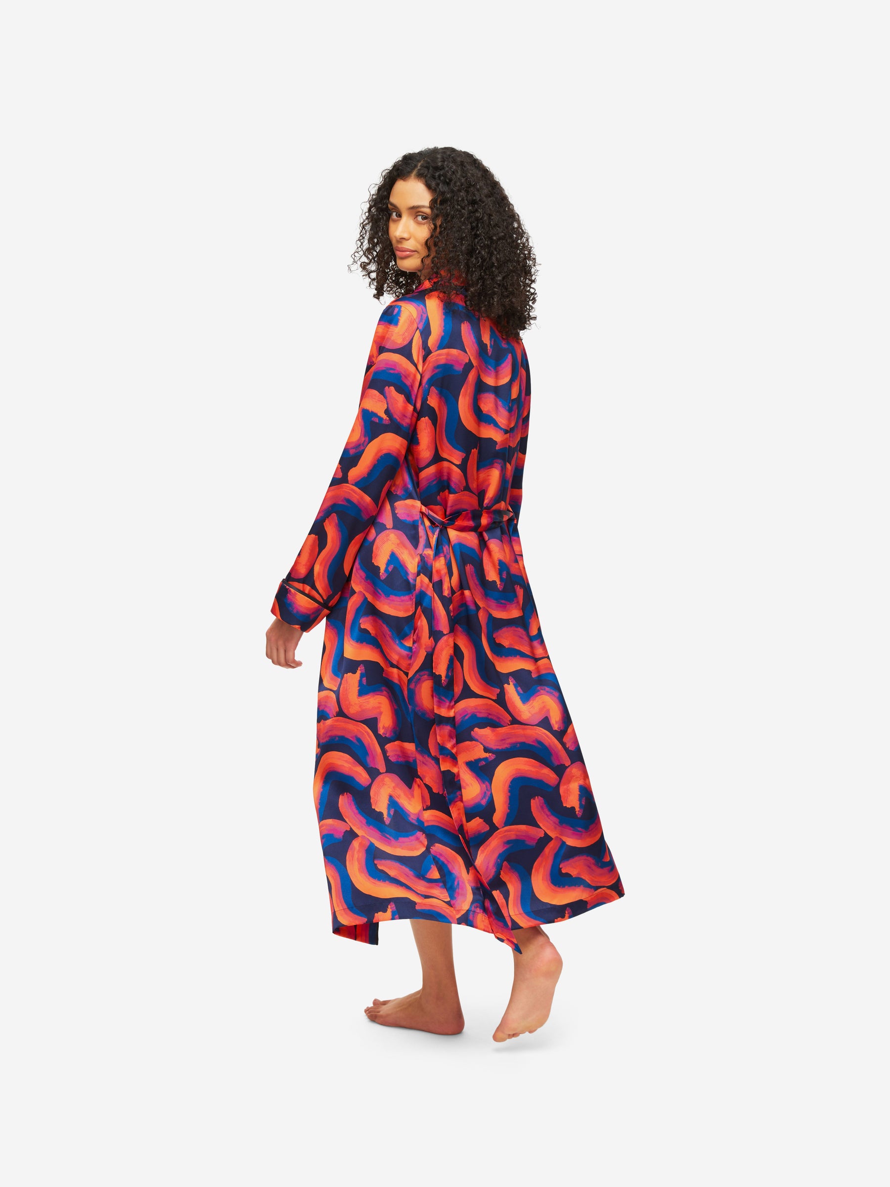 Women's Long Dressing Gown Brindisi 82 Silk Satin Multi