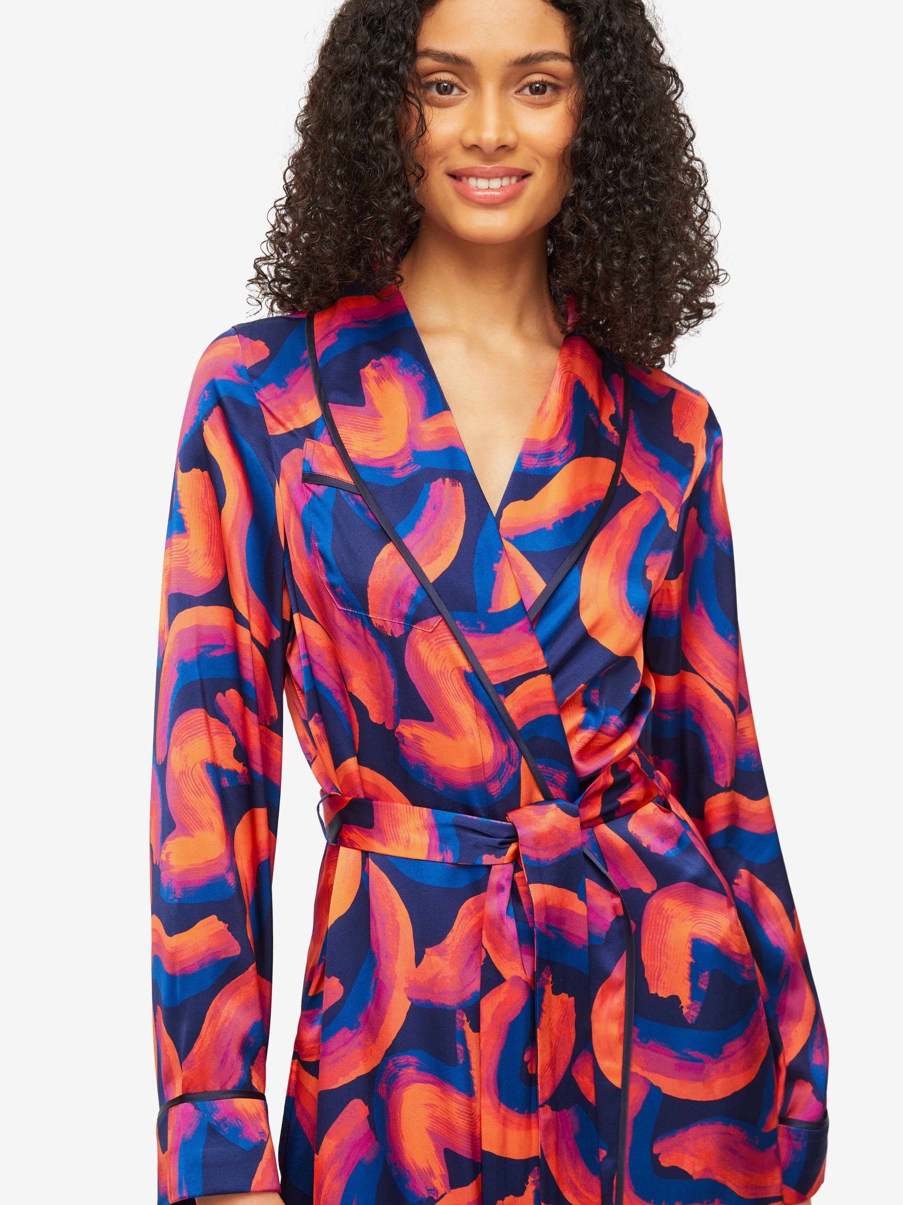 Women's Long Dressing Gown Brindisi 82 Silk Satin Multi