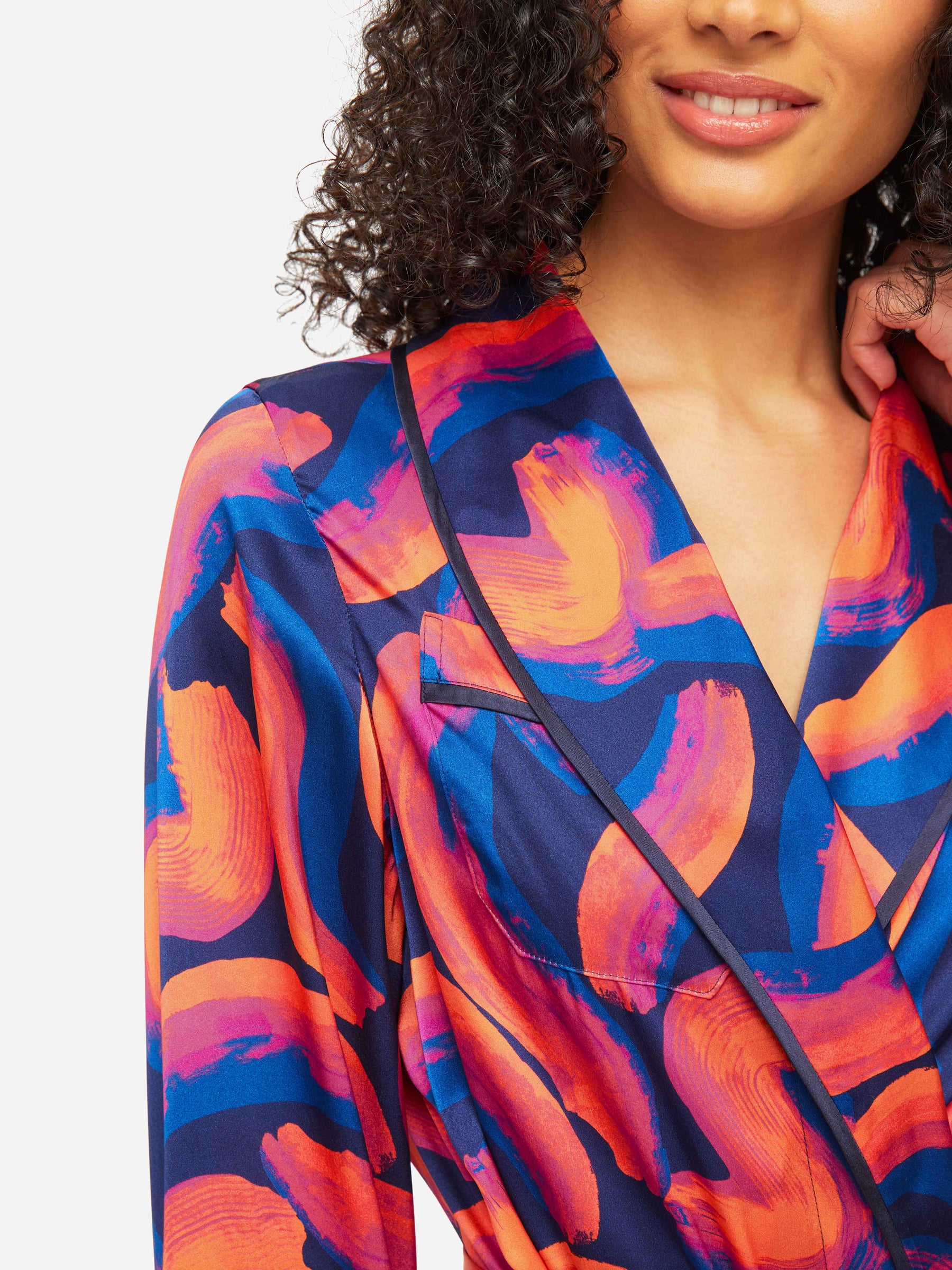 Women's Long Dressing Gown Brindisi 82 Silk Satin Multi