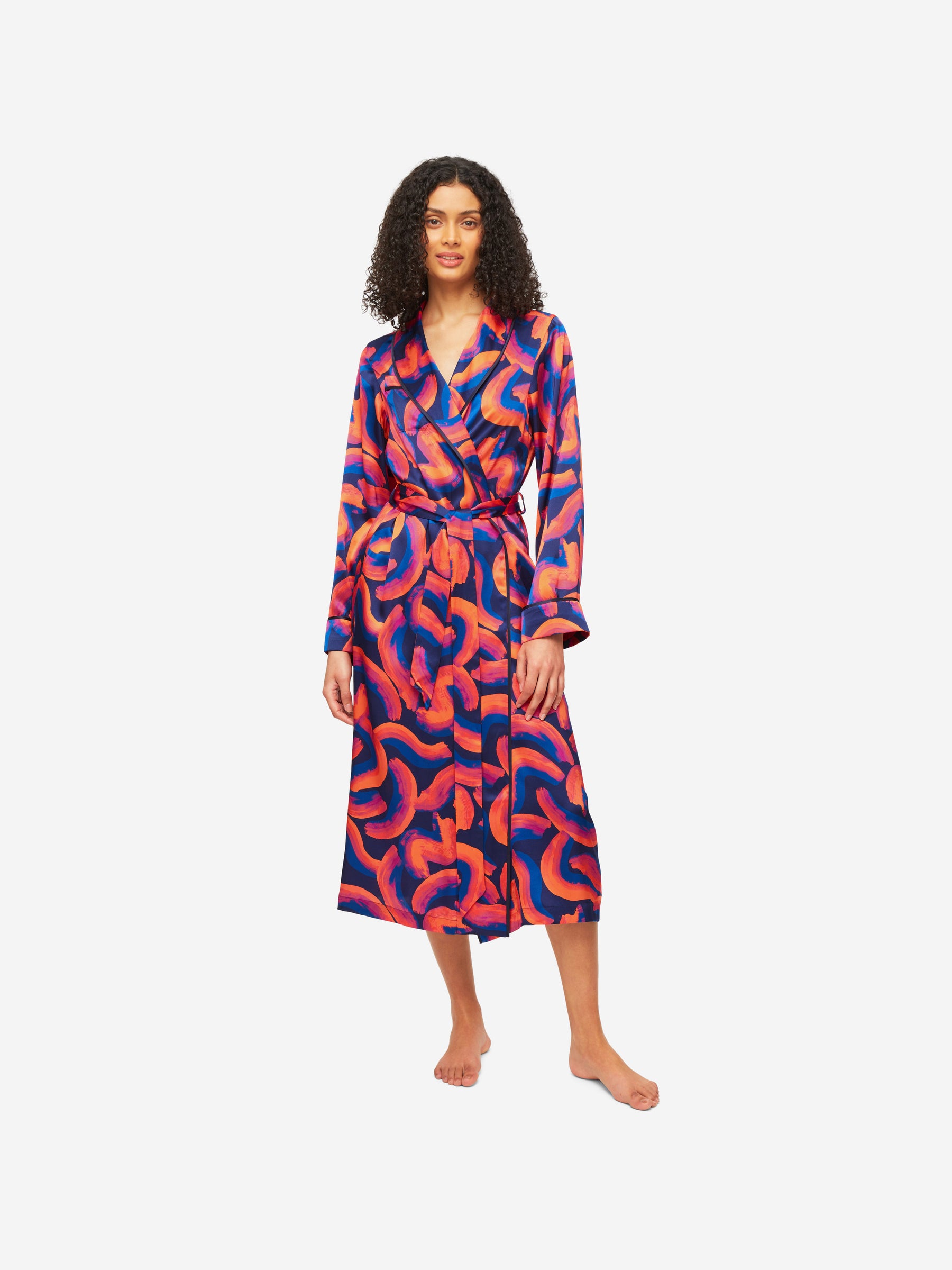 Women's Long Dressing Gown Brindisi 82 Silk Satin Multi